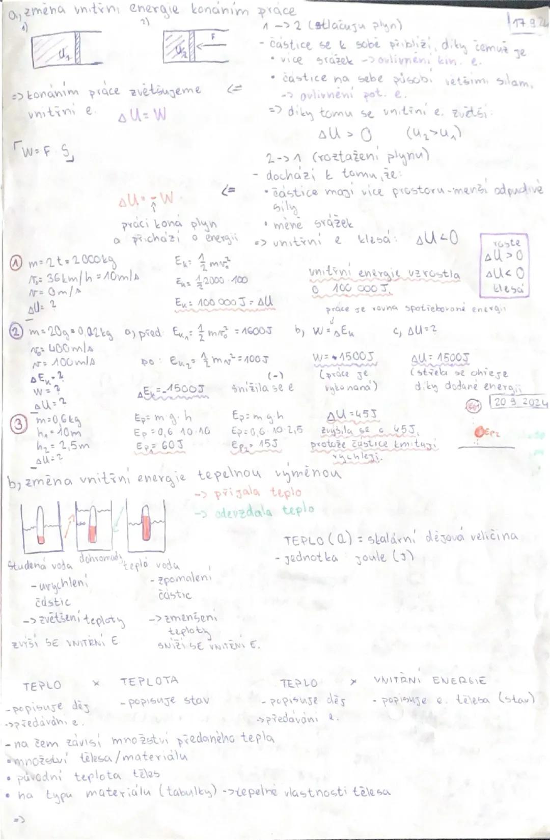 ## UNITŘNÍ ENEROIE TĚLESA, TEPLO

zem

0000

- vnitřní e roste
ΔU > 0  (změna je kladná)
-unitřní e klesá:
ΔU < 0  (změna je záporná)

15hPa