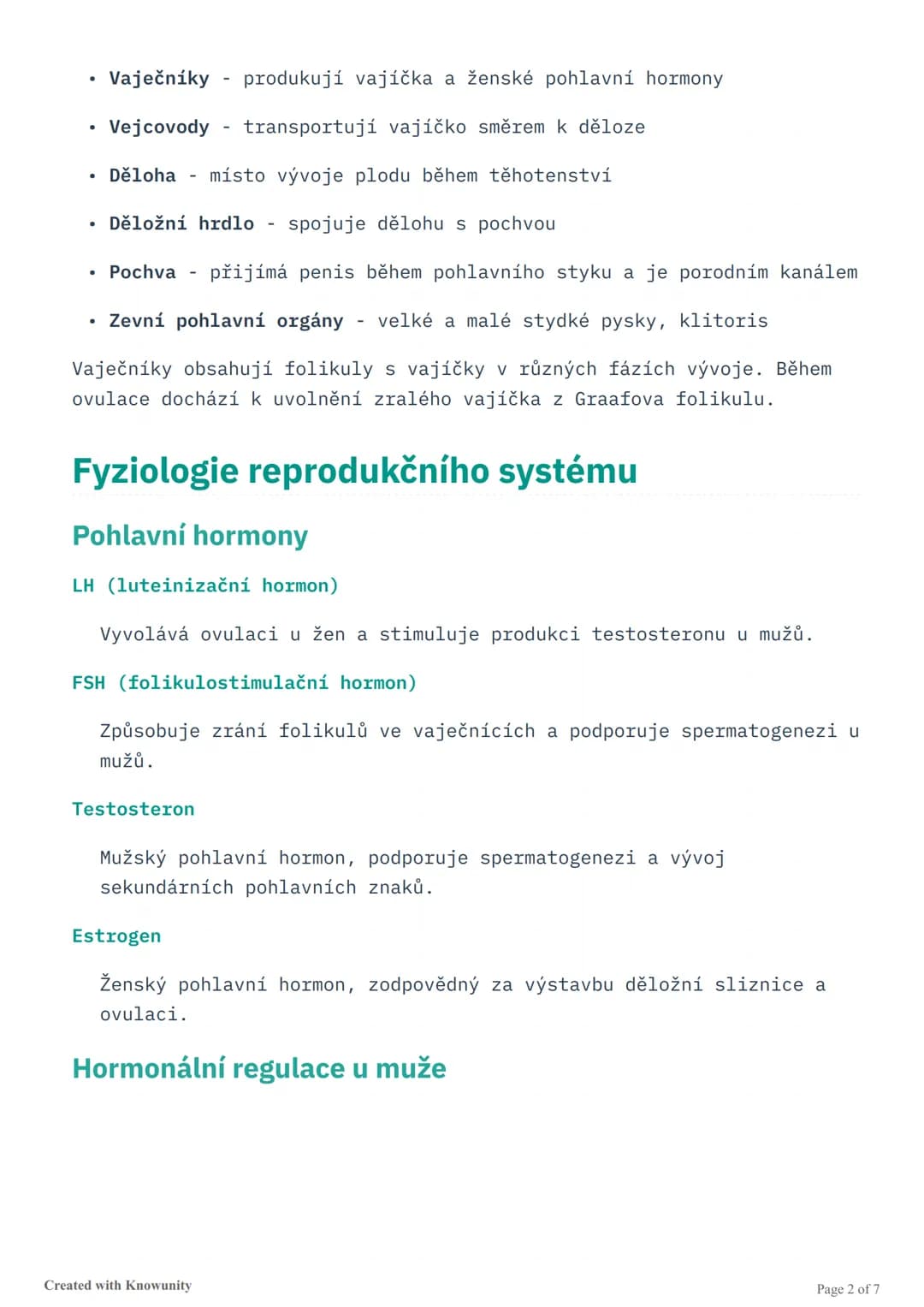 # Reprodukční systém člověka

Přehled anatomie a fyziologie reprodukčního systému, vývoje pohlaví v
děloze, vývoje zárodečných buněk a metod