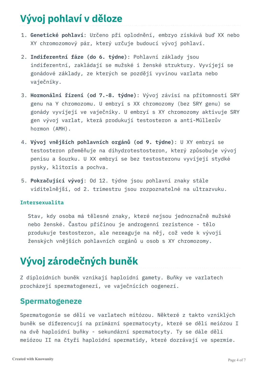 # Reprodukční systém člověka

Přehled anatomie a fyziologie reprodukčního systému, vývoje pohlaví v
děloze, vývoje zárodečných buněk a metod