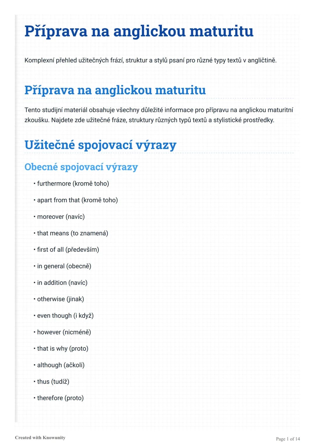 Příprava na anglickou maturitu