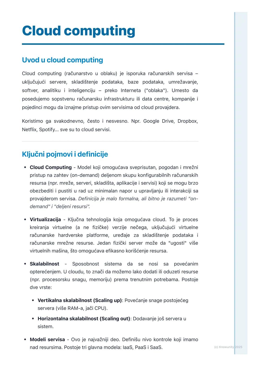 # Cloud computing

Uvod u cloud computing

Cloud computing (računarstvo u oblaku) je isporuka računarskih servisa -
uključujući servere, skl