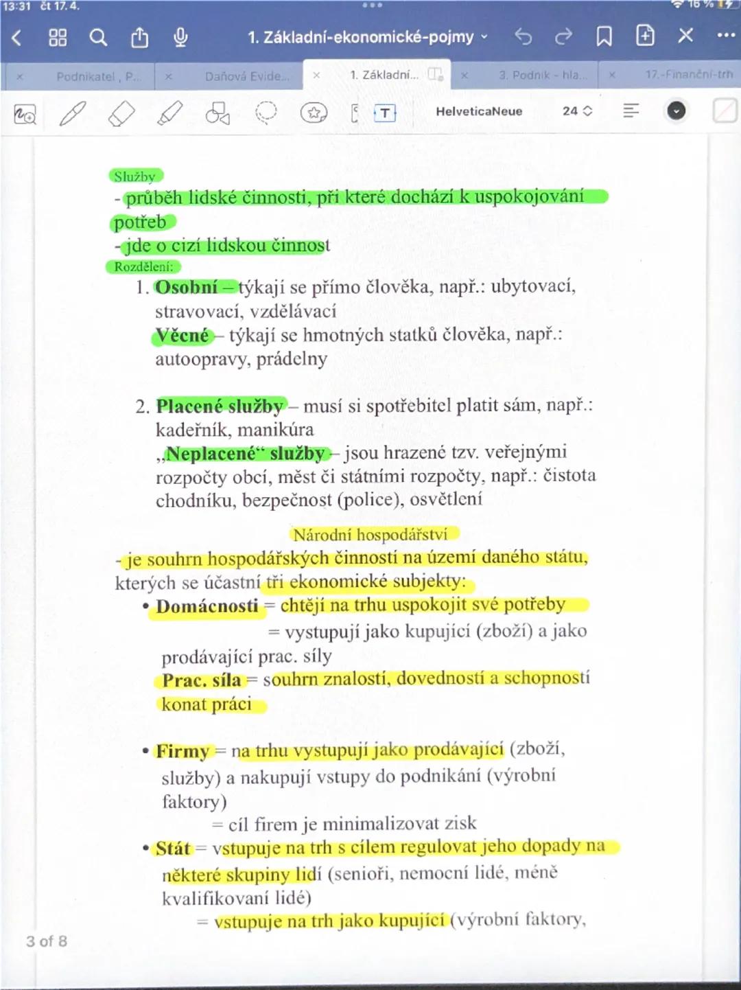 --- OCR Start ---
13:31 C
<88
1. Základní-ekonomické-pojmy
口田× ...〇〇
Podnikatel, P....
Daňová Evide.
X
1. Základní...×
☐
3. Podnik-hla...
17