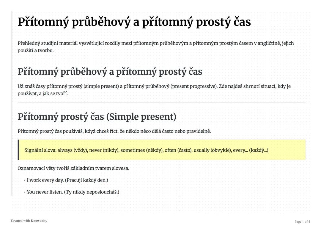 Přítomný čas: Průběhový vs. Prostý – Jednoduché vysvětlení