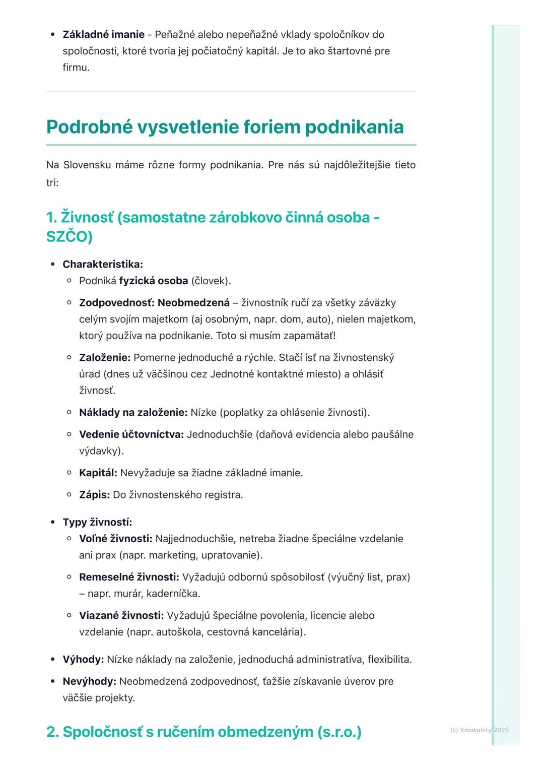 # Formy podnikania

Prehľad a úvod

Na hodine ekonómie sme sa začali učiť o podnikaní a rôznych spôsoboch, ako
môžu ľudia alebo skupiny ľudí