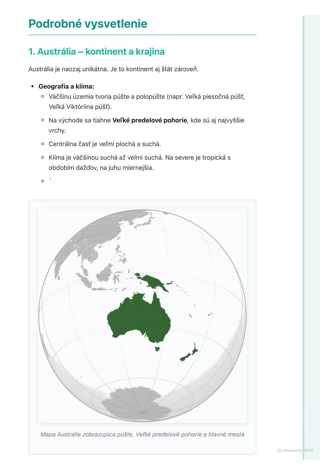 # Austrália a Oceánia

## Prehľad / Úvod

Takže, ideme sa pozrieť na Austráliu a Oceániu. Je to obrovský a veľmi
zaujímavý región, ktorý zah