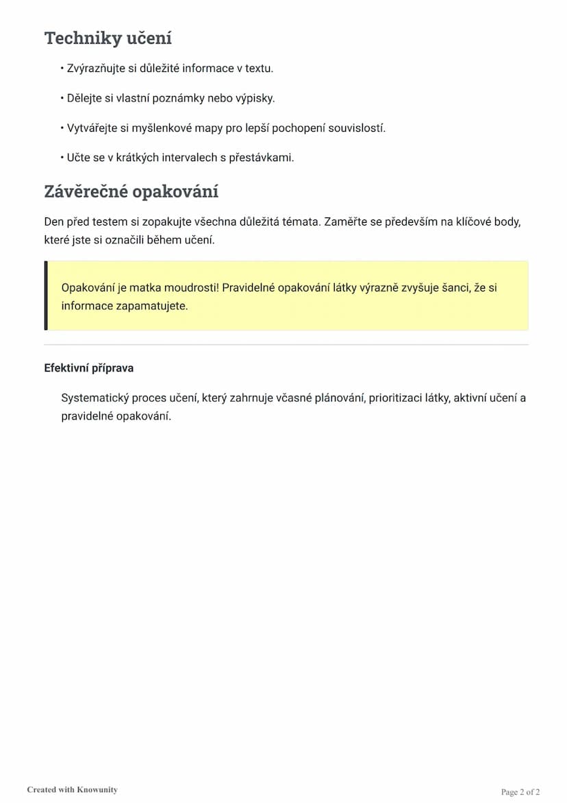 # Příprava na písemnou práci
Užitečné tipy a strategie pro efektivní přípravu na písemnou práci nebo test ve škole.

# Příprava na písemnou 