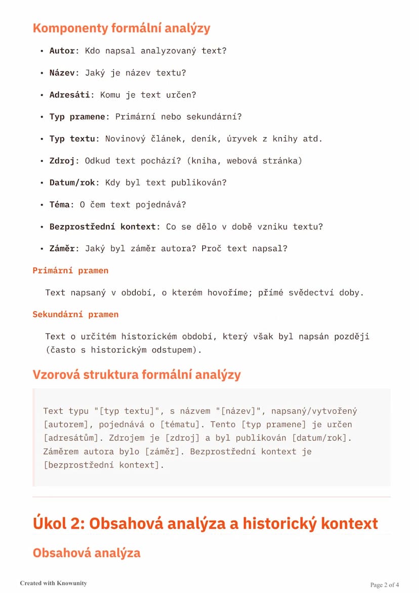 # Analytické dovednosti pro historické
zkušky

Přehled tří hlavních úkolů při historických zkouškách: formální
analýza, historický kontext a