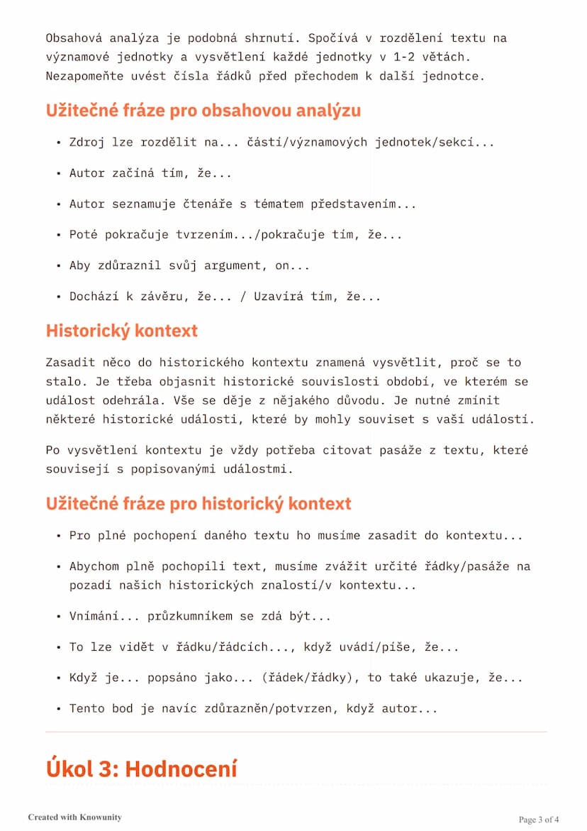 # Analytické dovednosti pro historické
zkušky

Přehled tří hlavních úkolů při historických zkouškách: formální
analýza, historický kontext a