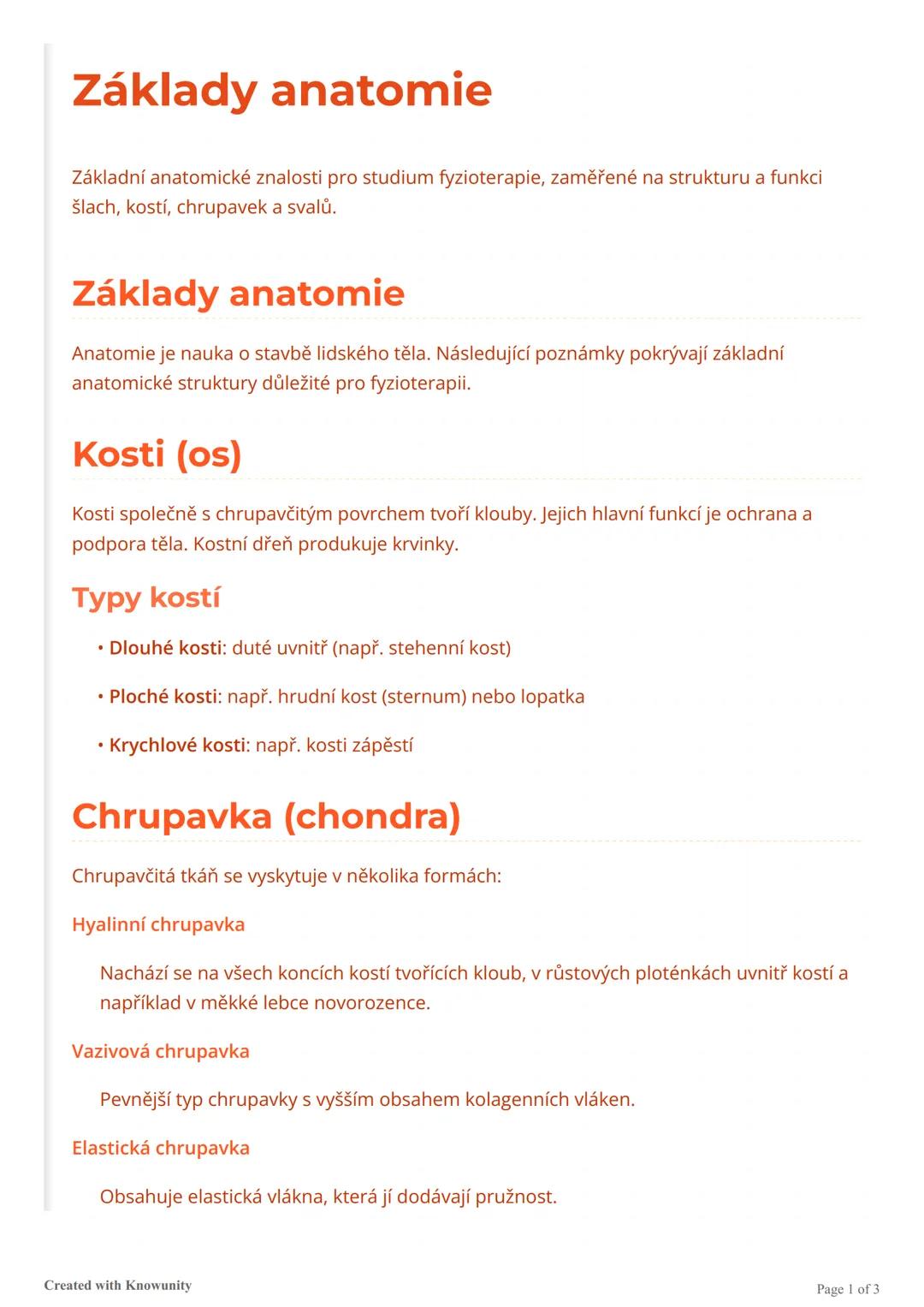 # Základy anatomie

Základní anatomické znalosti pro studium fyzioterapie, zaměřené na strukturu a funkci
šlach, kostí, chrupavek a svalů.


