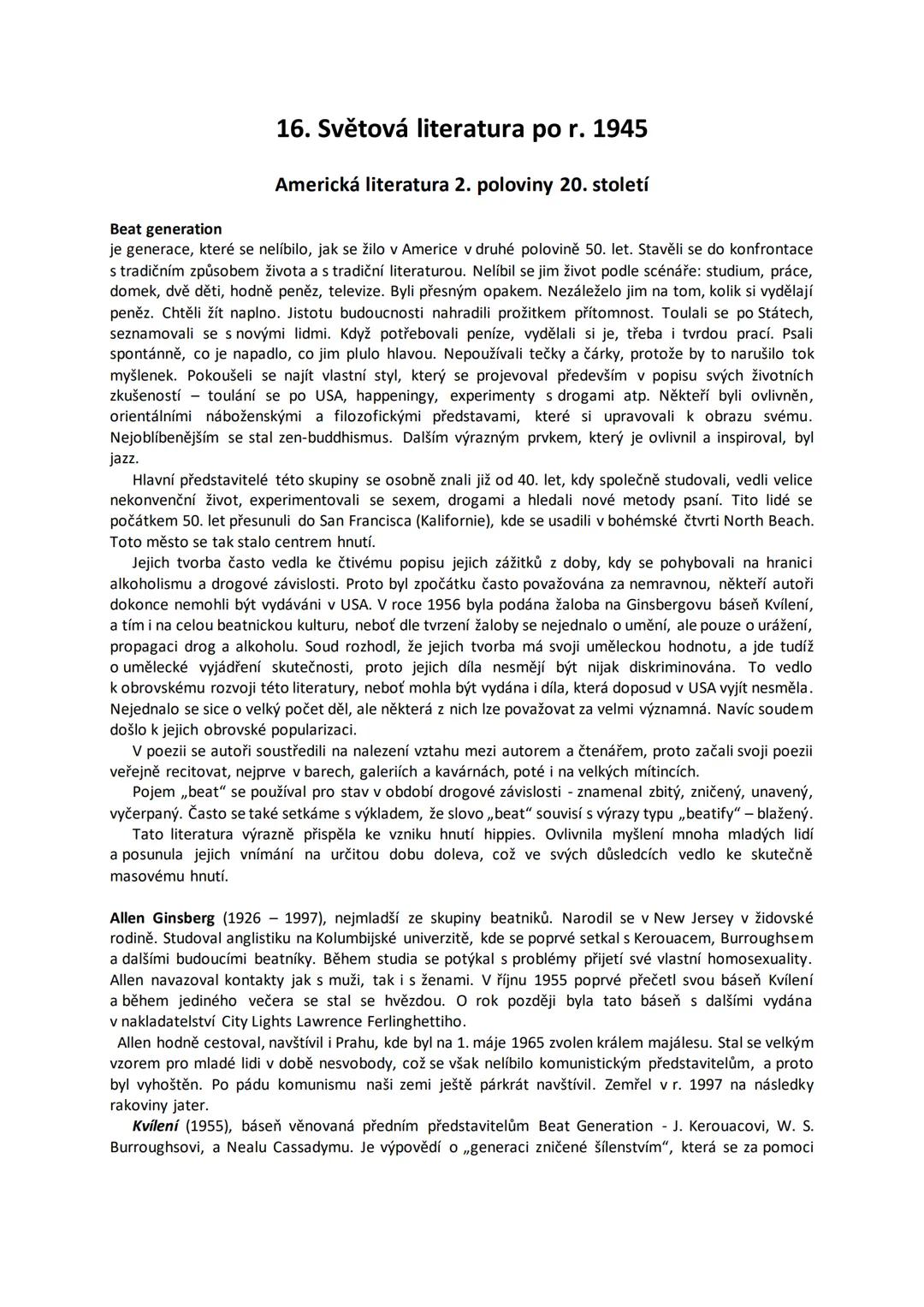 Světová literatura po r. 1945