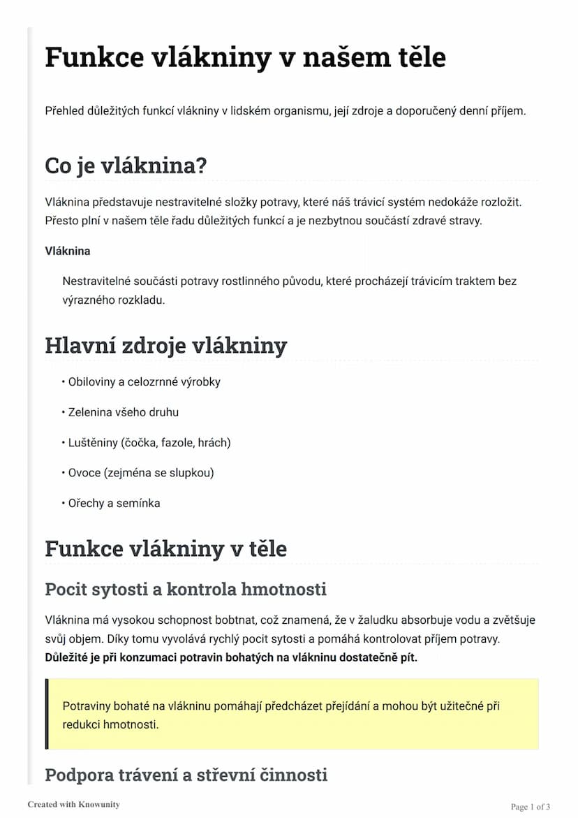 # Funkce vlákniny v našem těle

Přehled důležitých funkcí vlákniny v lidském organismu, její zdroje a doporučený denní příjem.

# Co je vlák
