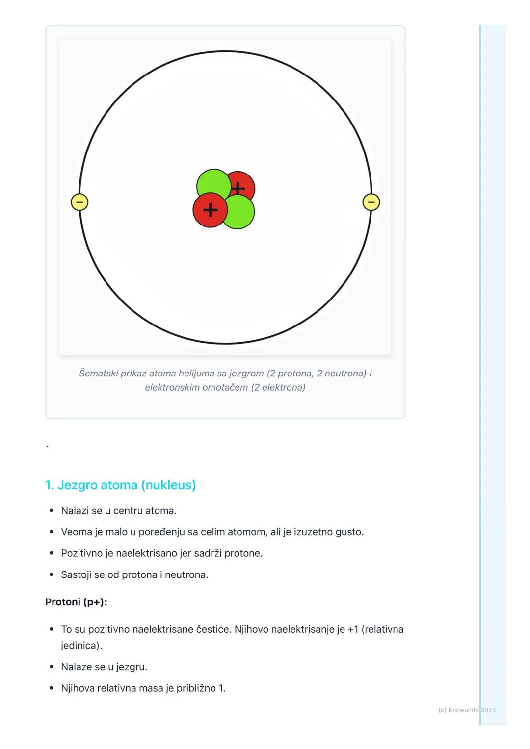 # Atom i njegove sastavne
čestice

## Uvod u građu atoma

Sve supstance oko nas, kao što su voda, vazduh, drvo, metal, sastoje se od
atoma. 