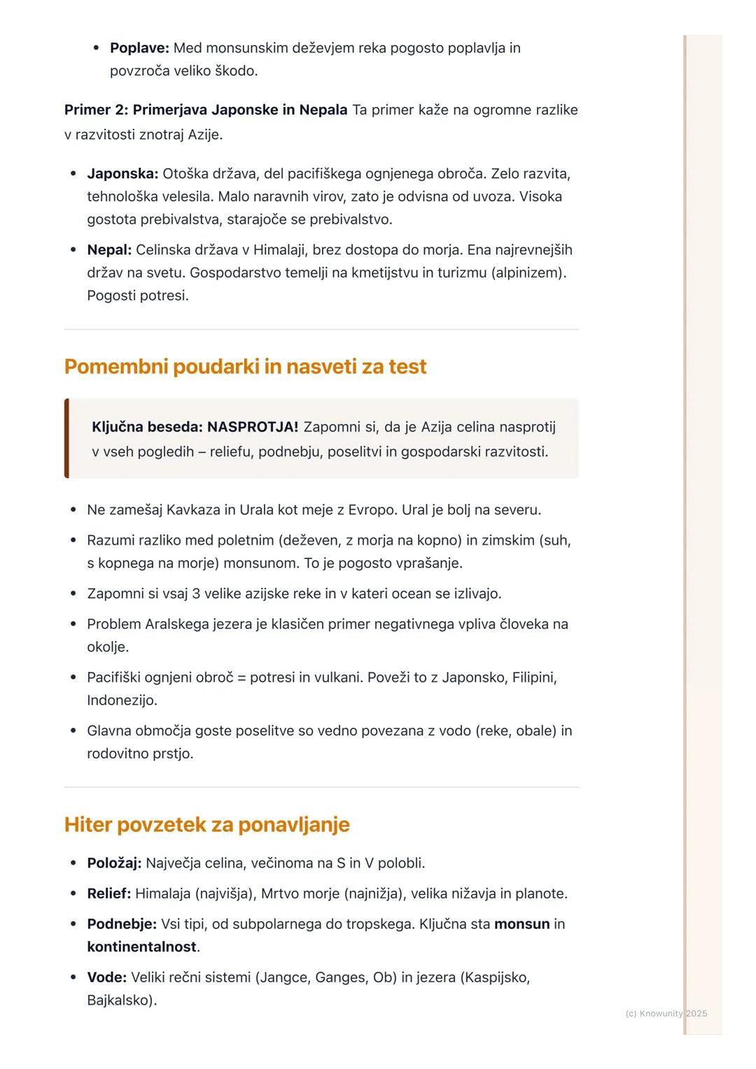 # Azija

Splošni pregled in lega

Azija je največja celina tako po površini (približno 44,6 mio km^2, kar je
skoraj tretjina kopnega na Zeml