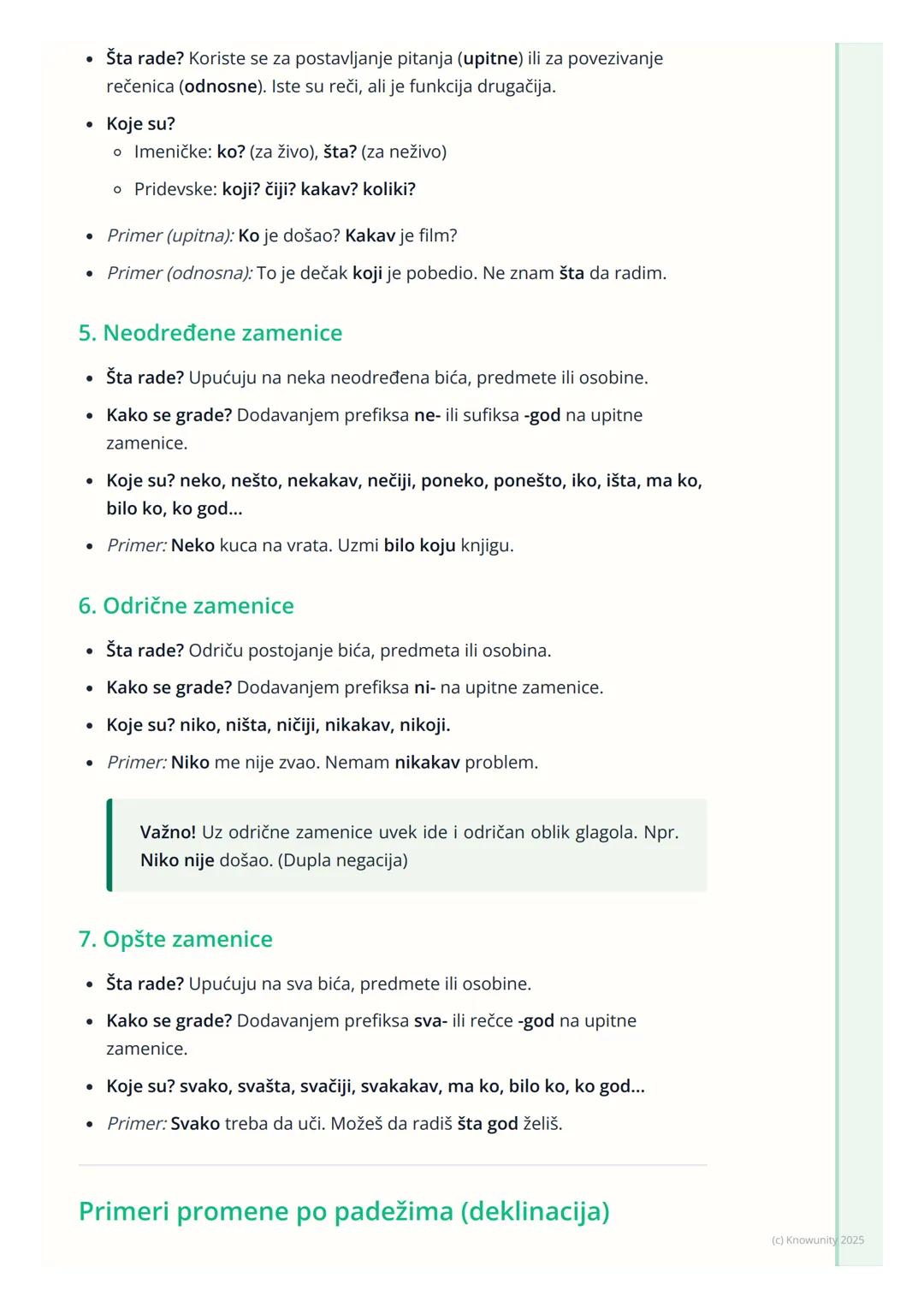 # Zamenice

## Šta su zamenice?

Zamenice su promenljiva vrsta reči. One zamenjuju imenice, prideve i
brojeve. Zato se i zovu "zamenice". Ko