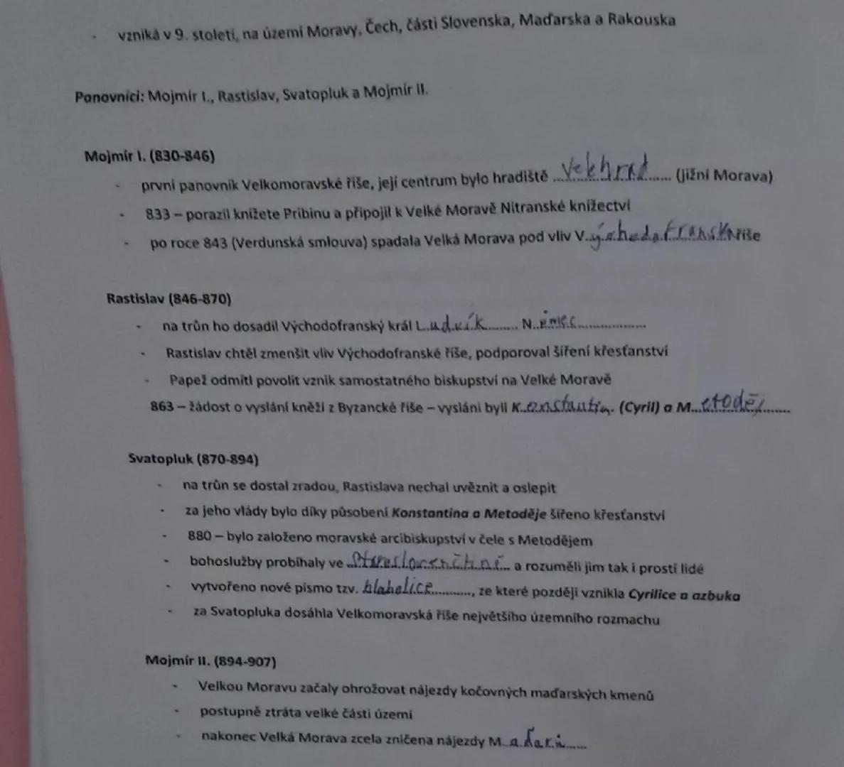 - vzniká v 9. století, na území Moravy, Čech, části Slovenska, Maďarska a Rakouska

Ponovníci: Mojmír I., Rastislav, Svatopluk a Mojmír II.
