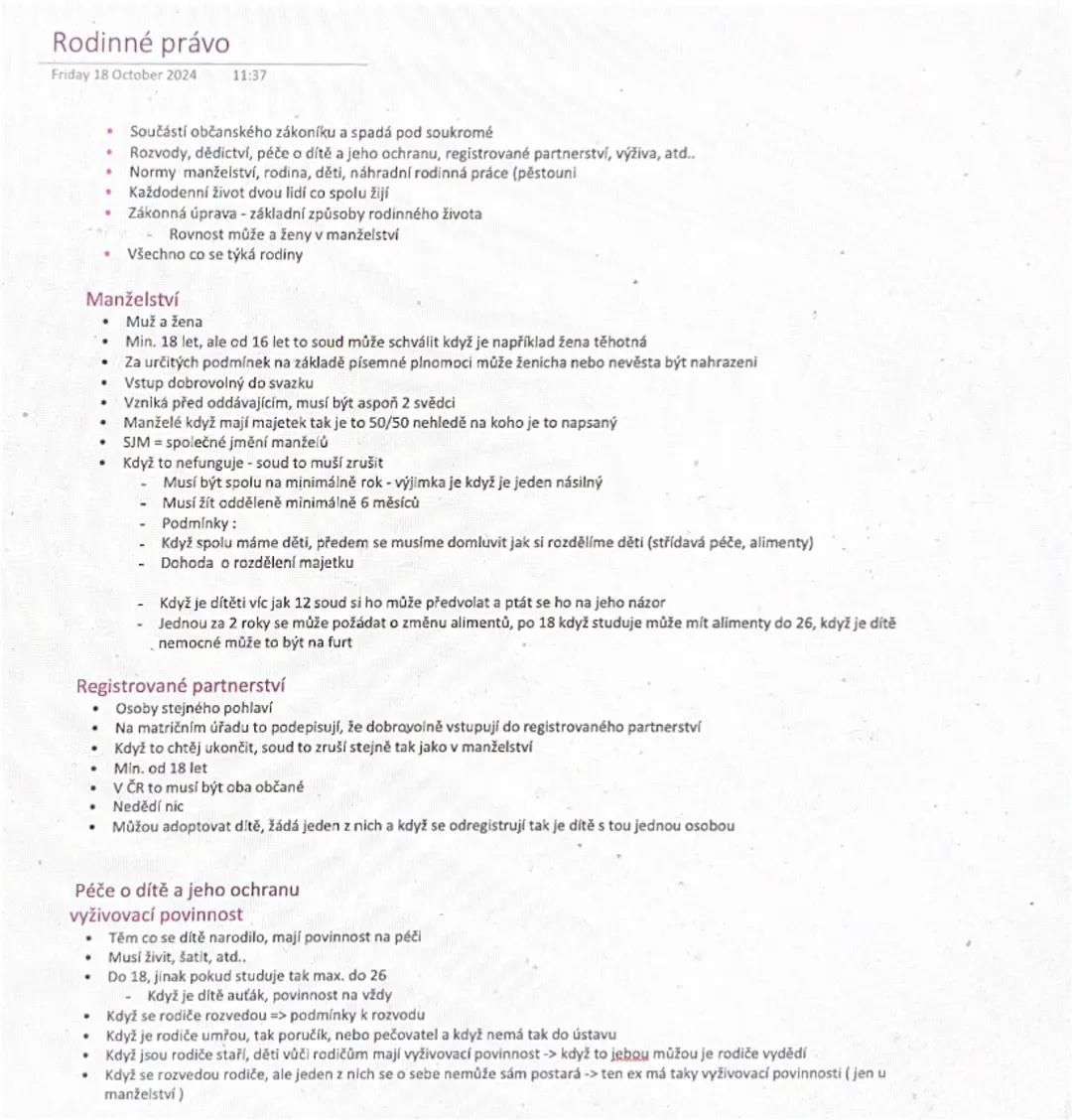 Rodinné právo
Friday 18 October 2024 11:37
Součástí občanského zákoníku a spadá pod soukromé
Rozvody, dědictví, péče o dítě a jeho ochranu, 