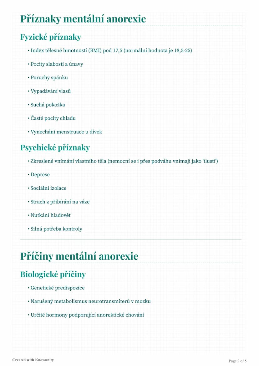 # Mentální anorexie

Komplexní přehled o mentální anorexii, jejích příčinách, příznacích, následcích a léčbě, se
zaměřením na rostoucí výsky