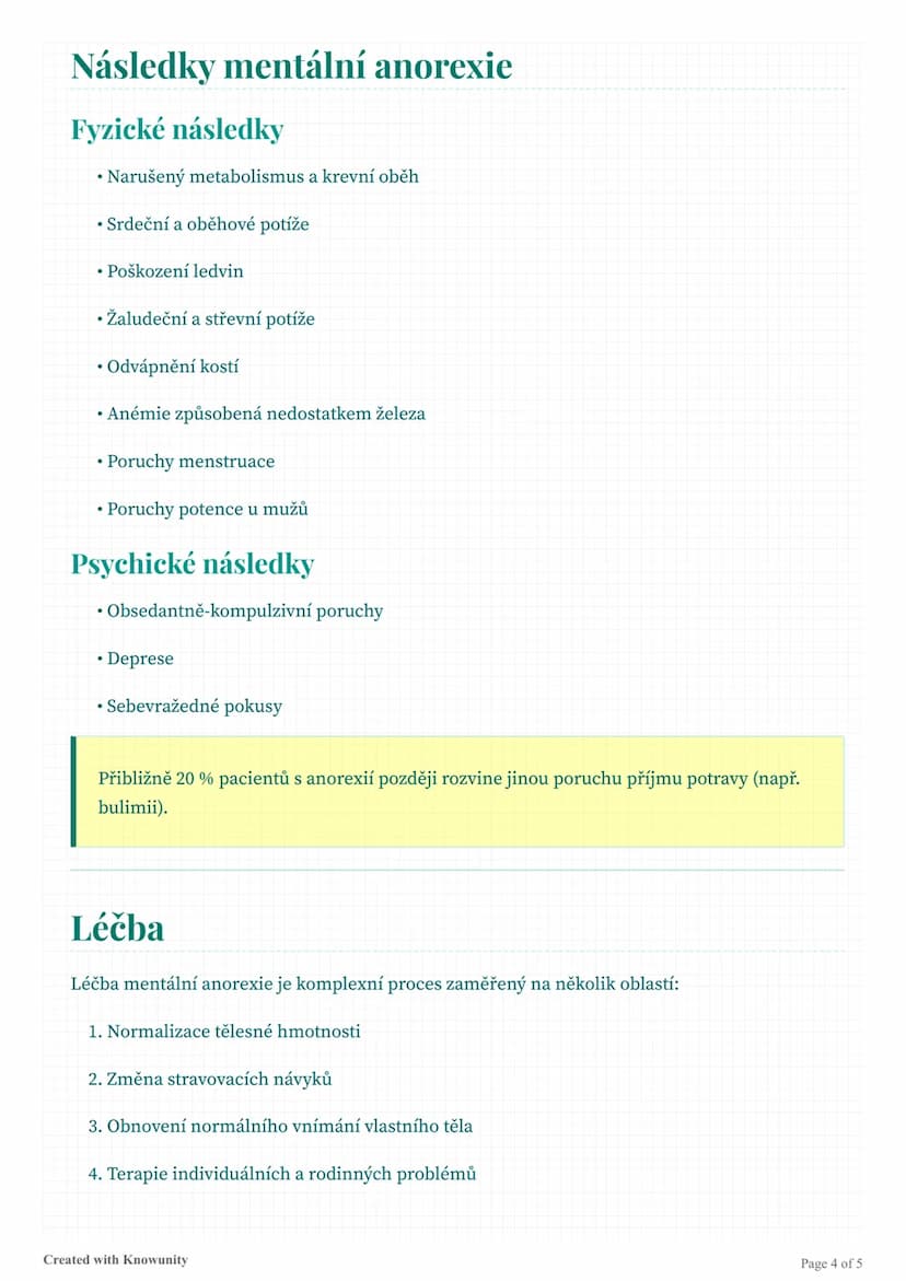 # Mentální anorexie

Komplexní přehled o mentální anorexii, jejích příčinách, příznacích, následcích a léčbě, se
zaměřením na rostoucí výsky