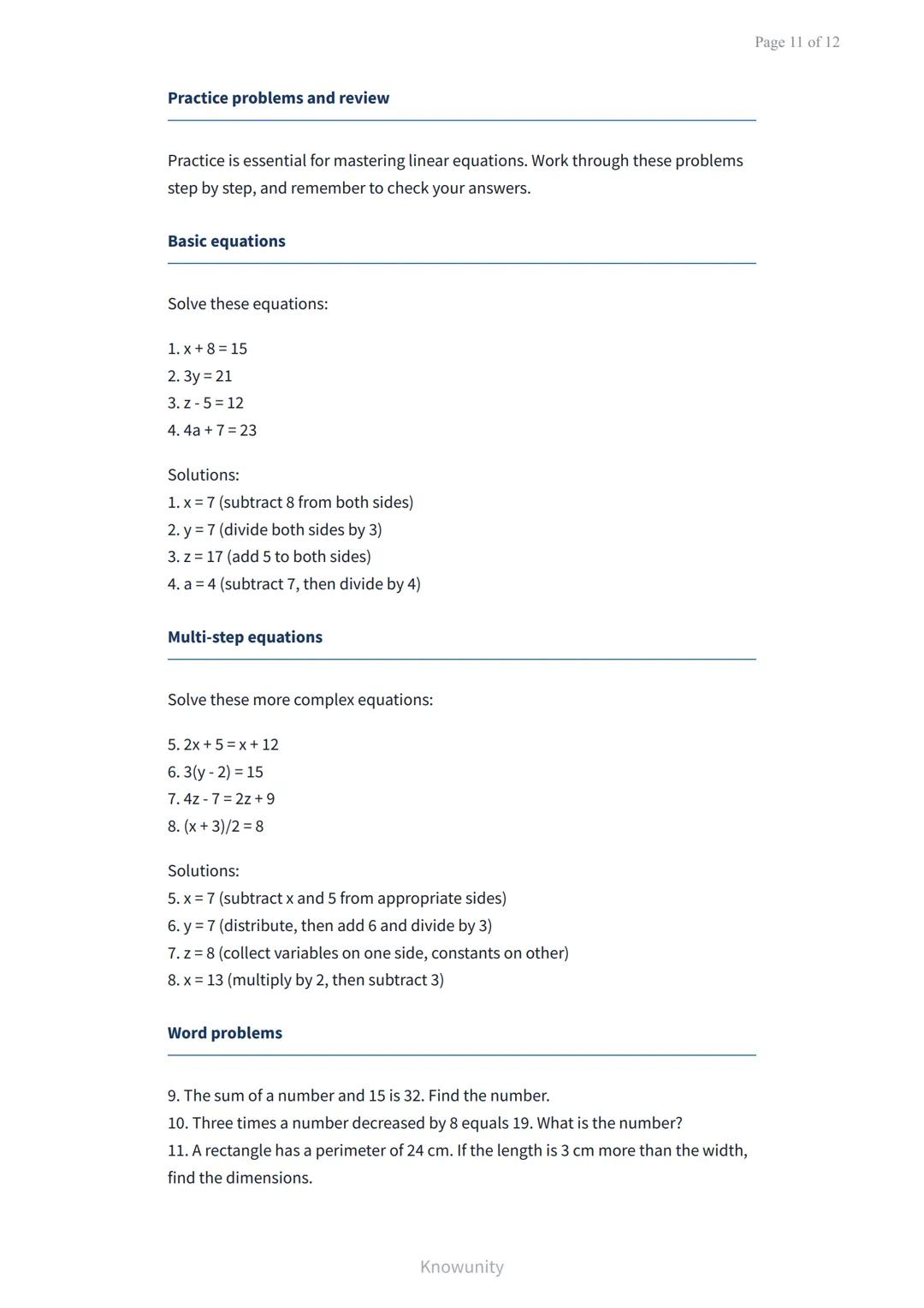Solving linear equations in one variable - step by step guide
Master techniques for solving linear equations with one
variable
What you will