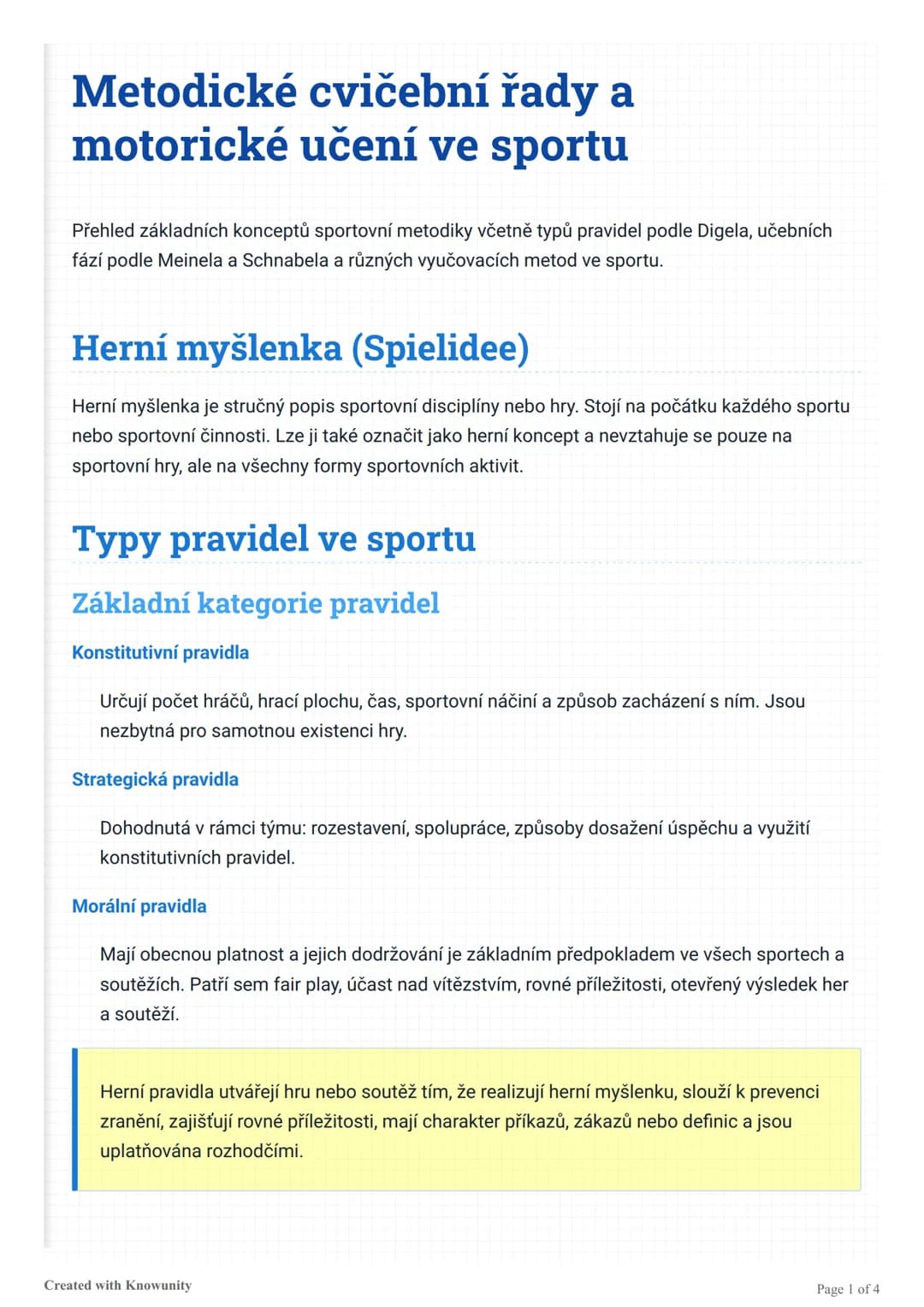 Metodické cvičební řady a motorické učení ve sportu