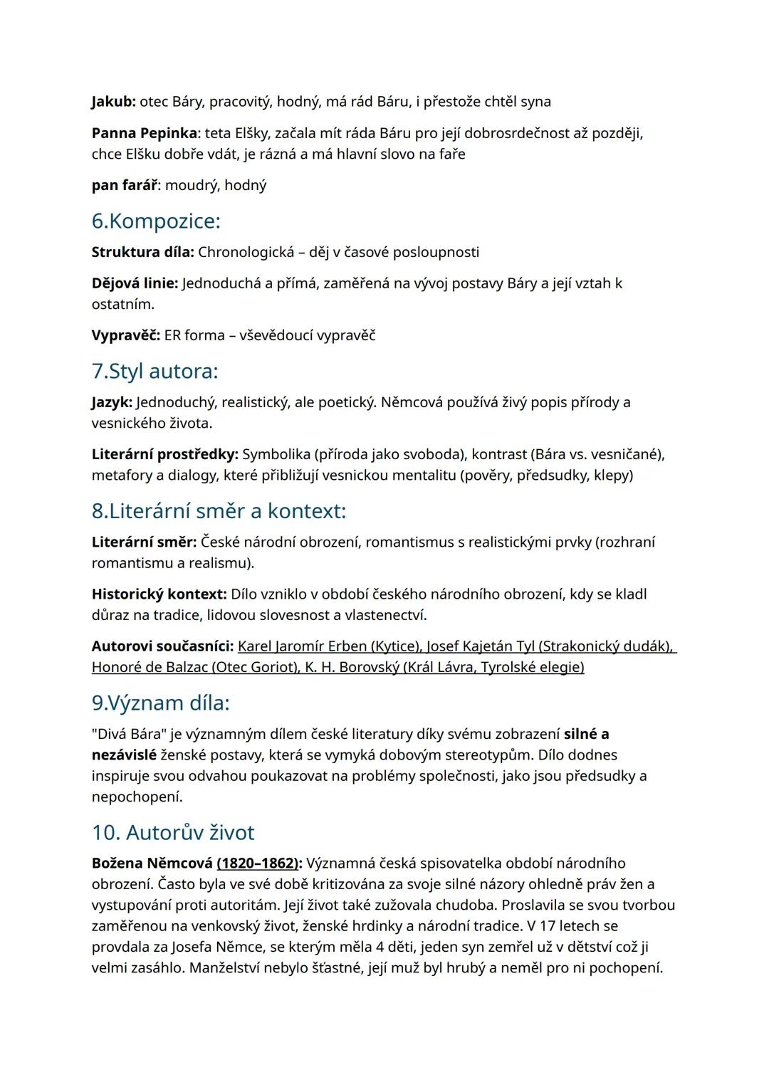 --- OCR Start ---
Rozbor literárního díla – Divá Bára
1.Základní informace:
Název díla: Divá Bára
Autor: Božena Němcová
Žánr: Povídka
Rok vy
