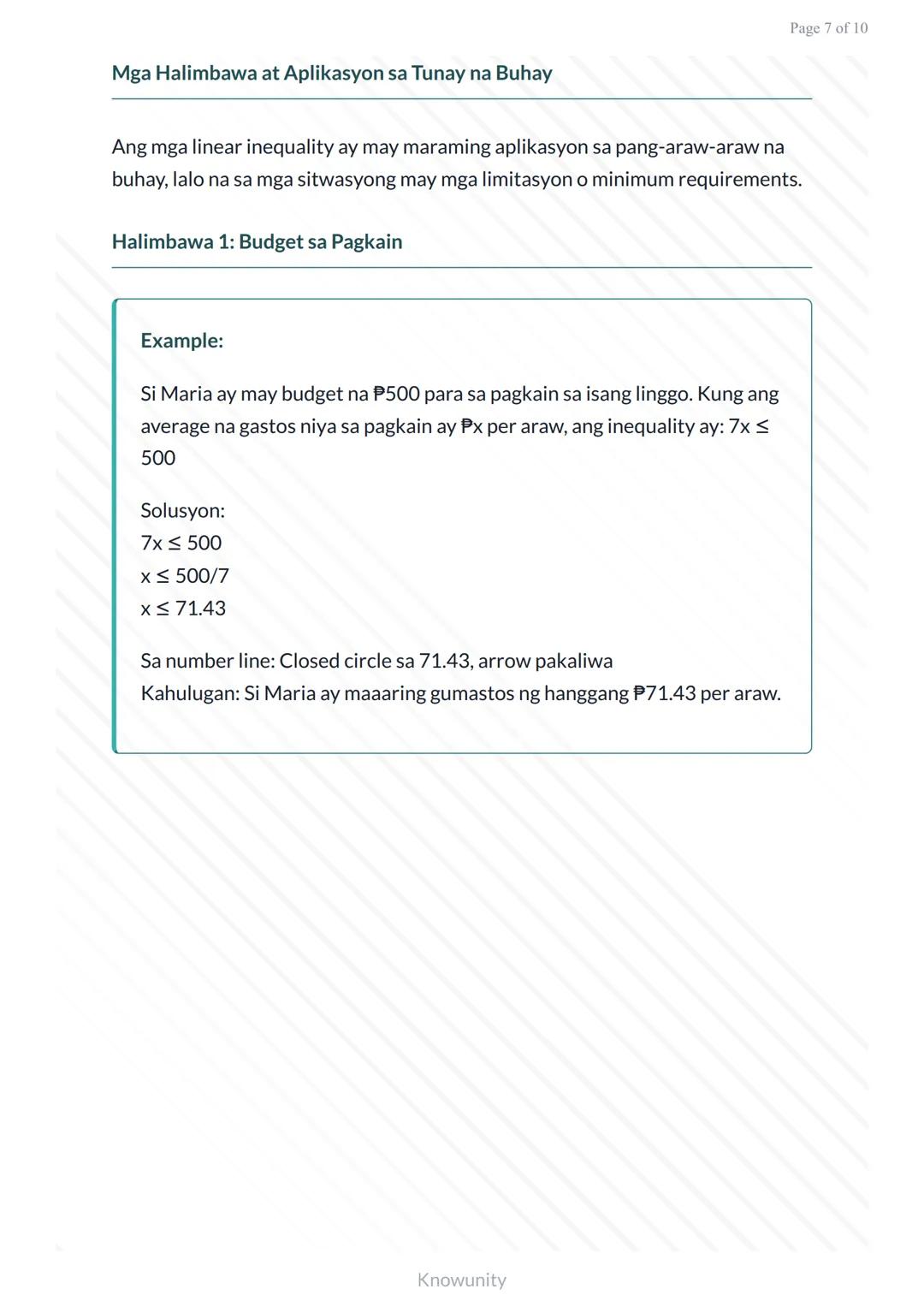 Mga Linear Equation at Inequality: Paglalarawan gamit sa Number Line
Pag-aaral ng mga linear inequality at paggamit ng number
line
Mga Layun
