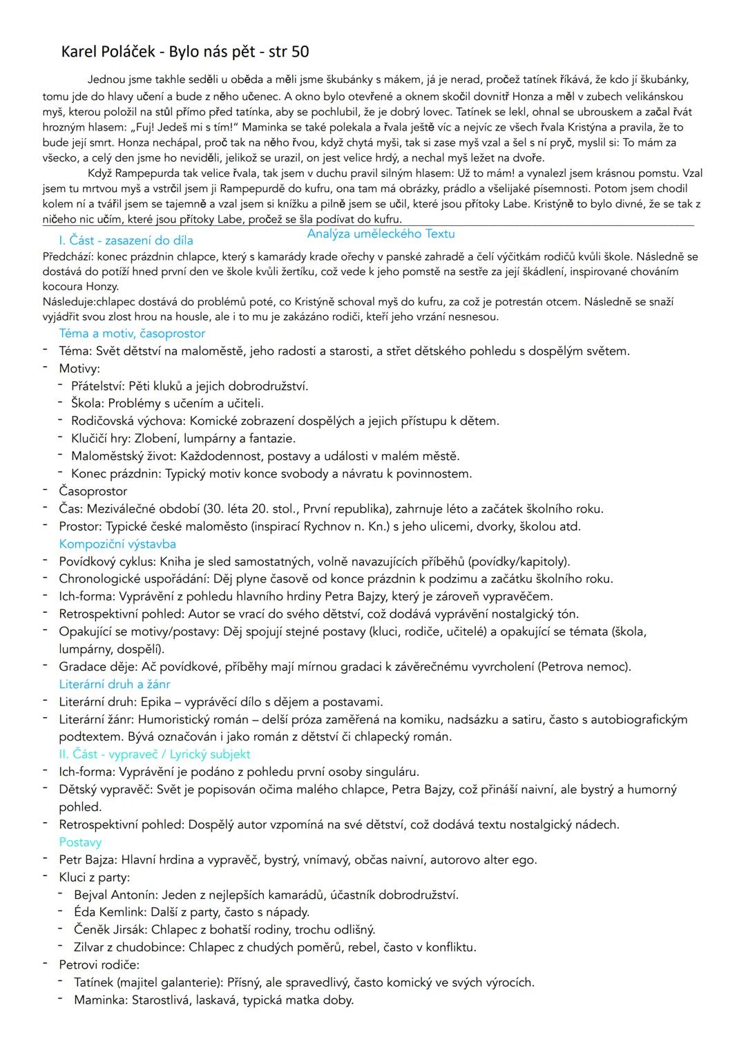 ## Karel Poláček - Bylo nás pět - str 50

Jednou jsme takhle seděli u oběda a měli jsme škubánky s mákem, já je nerad, pročež tatínek říkává