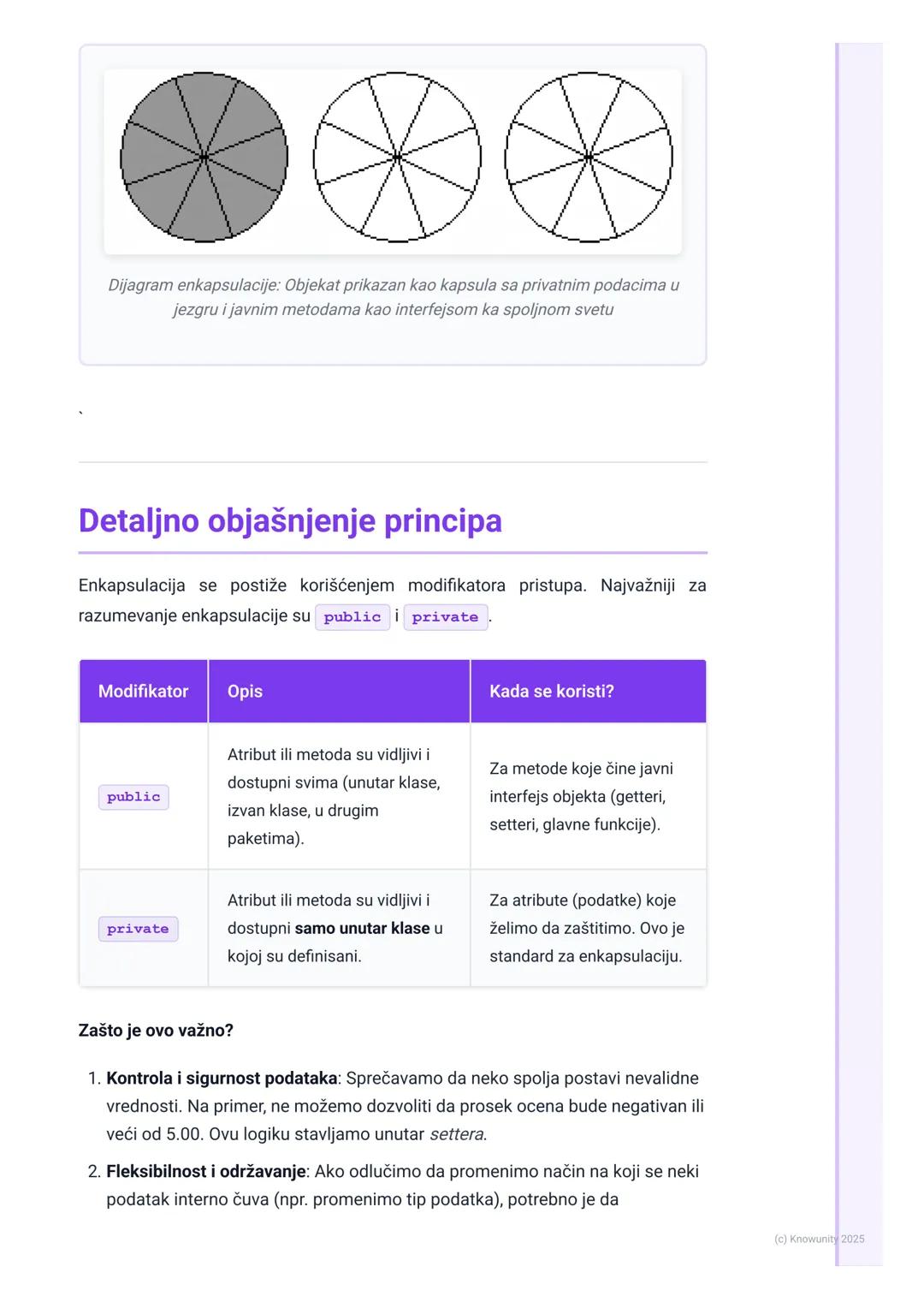 # Enkapsulacija

Šta je enkapsulacija?

Enkapsulacija je jedan od četiri osnovna stuba objektno-orijentisanog
programiranja (OOP), pored nas