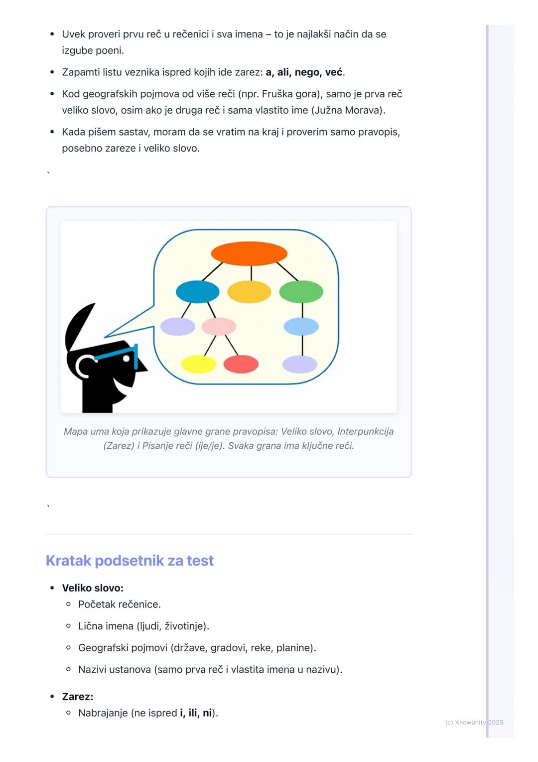 # Pravopis

## Pravopis - podsetnik za kontrolni

Pravopis su pravila o pravilnom pisanju. Moram ovo dobro da naučim za
kontrolni, ali i za 