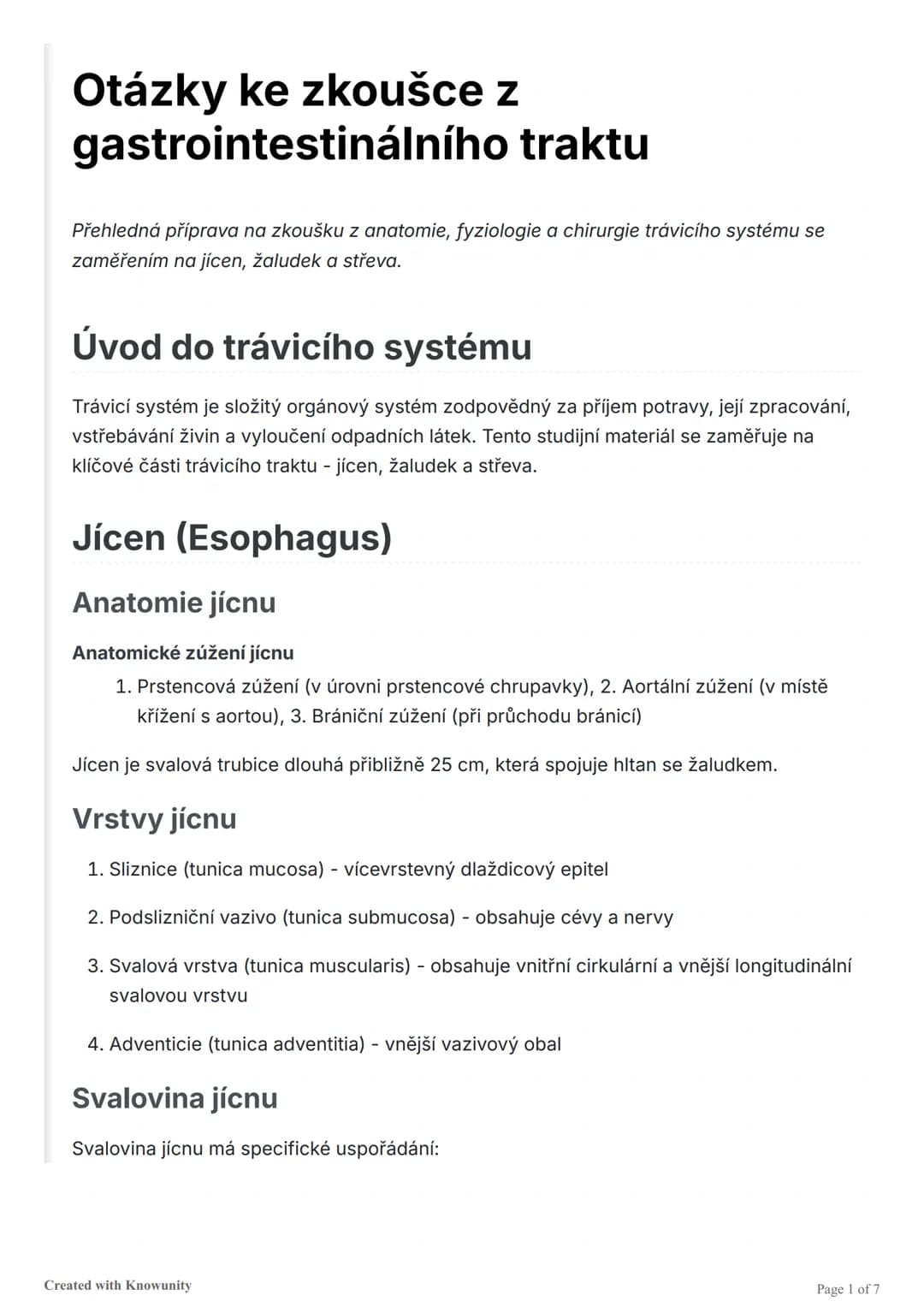 # Otázky ke zkoušce z
gastrointestinálního traktu

Přehledná příprava na zkoušku z anatomie, fyziologie a chirurgie trávicího systému se
zam