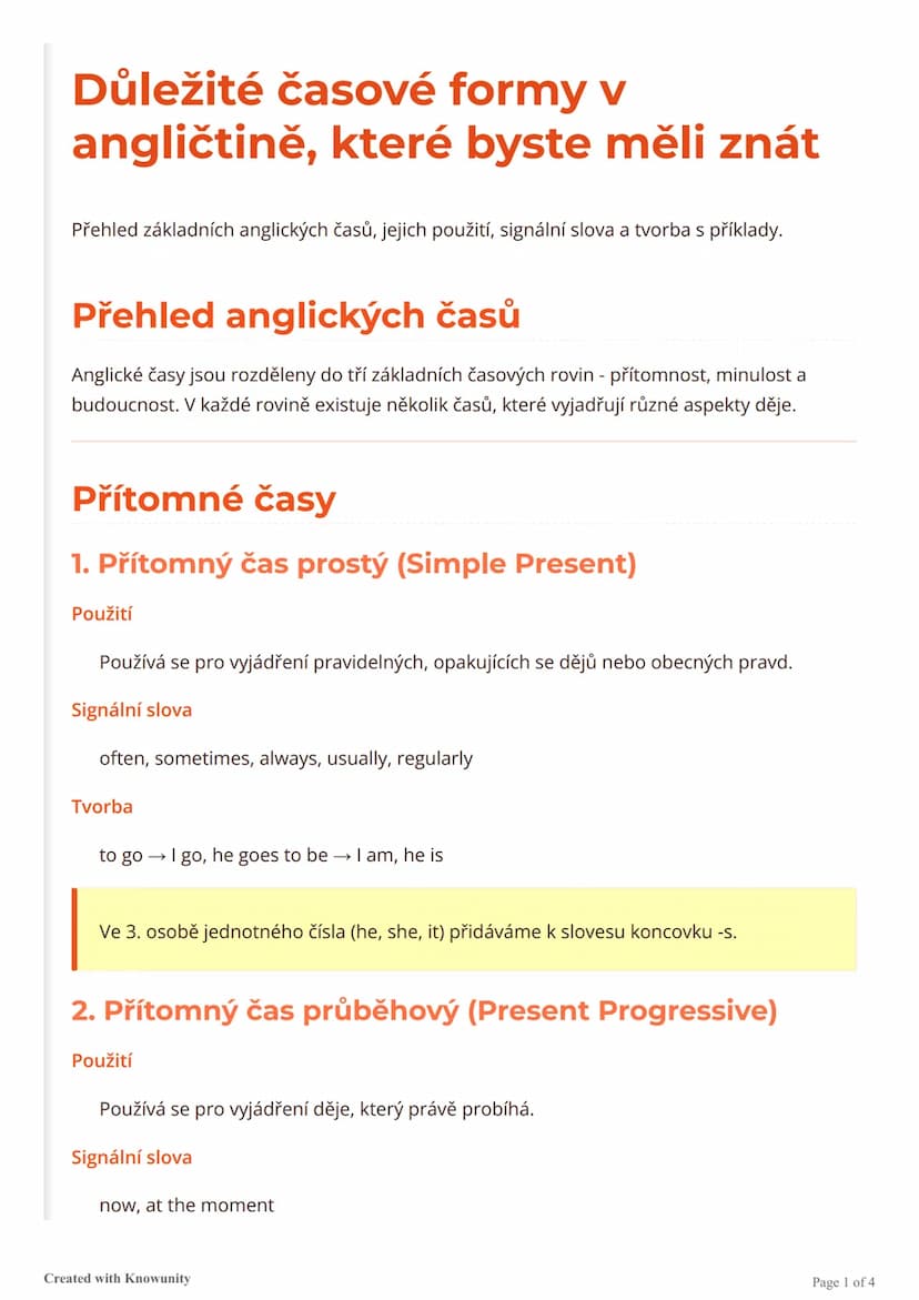 # Důležité časové formy v
angličtině, které byste měli znát
Přehled základních anglických časů, jejich použití, signální slova a tvorba s př