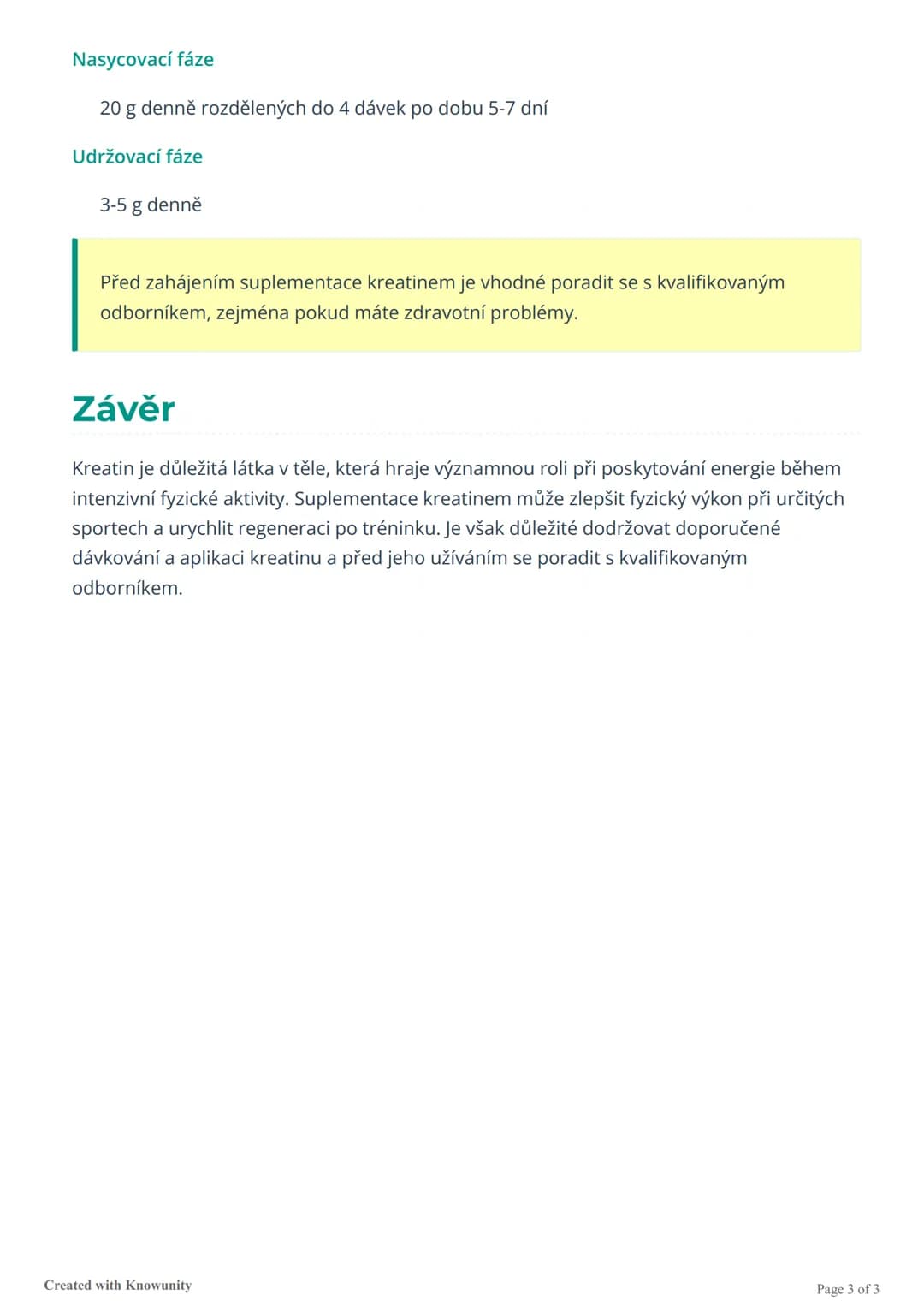 # Kreatin: Energetický zdroj pro
svaly

Přehled kreatinu, organické kyseliny důležité pro energetický metabolismus svalů, jeho
funkce v těle