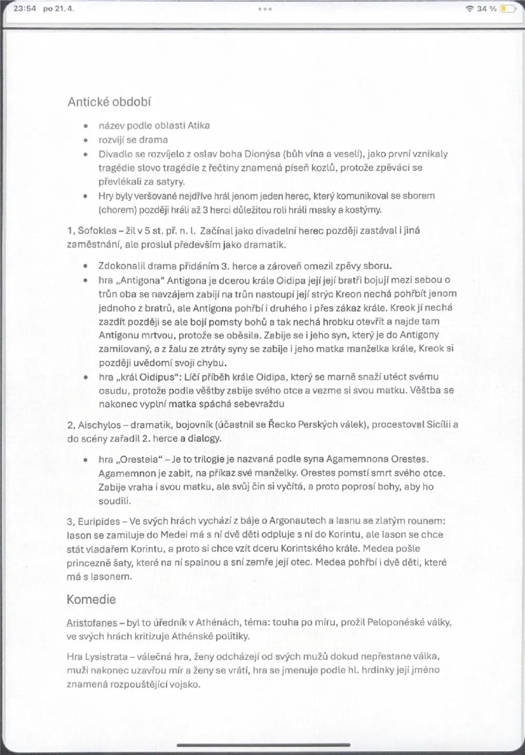 ## Antické literatura

### Řecká literatura

* Začátek kolem roku 1200 n. l.
* Řekové se usídlily v jižní části Balkánského ostrova, byla to