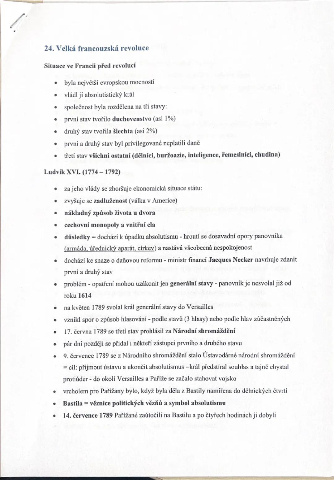 24. Velká francouzská revoluce
Situace ve Francii před revoluci
- byla největší evropskou mocnosti
- vládl jí absolutistický král
- společno