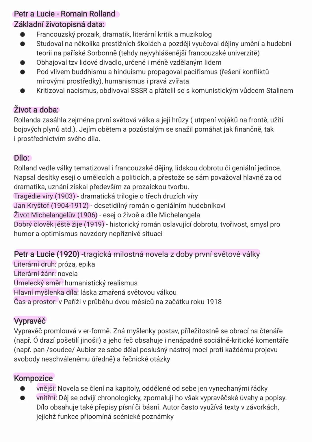 Petr a Lucie - Romain Rolland
Základní životopisná data:
- Francouzský prozaik, dramatik, literární kritik a muzikolog
- Studoval na několik