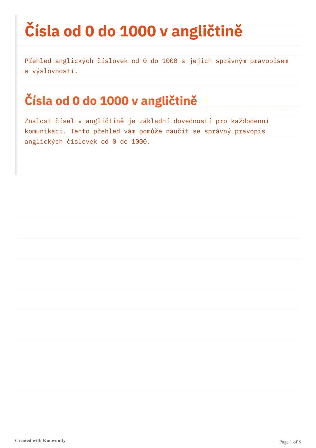 Čísla od 0 do 1000 v angličtině