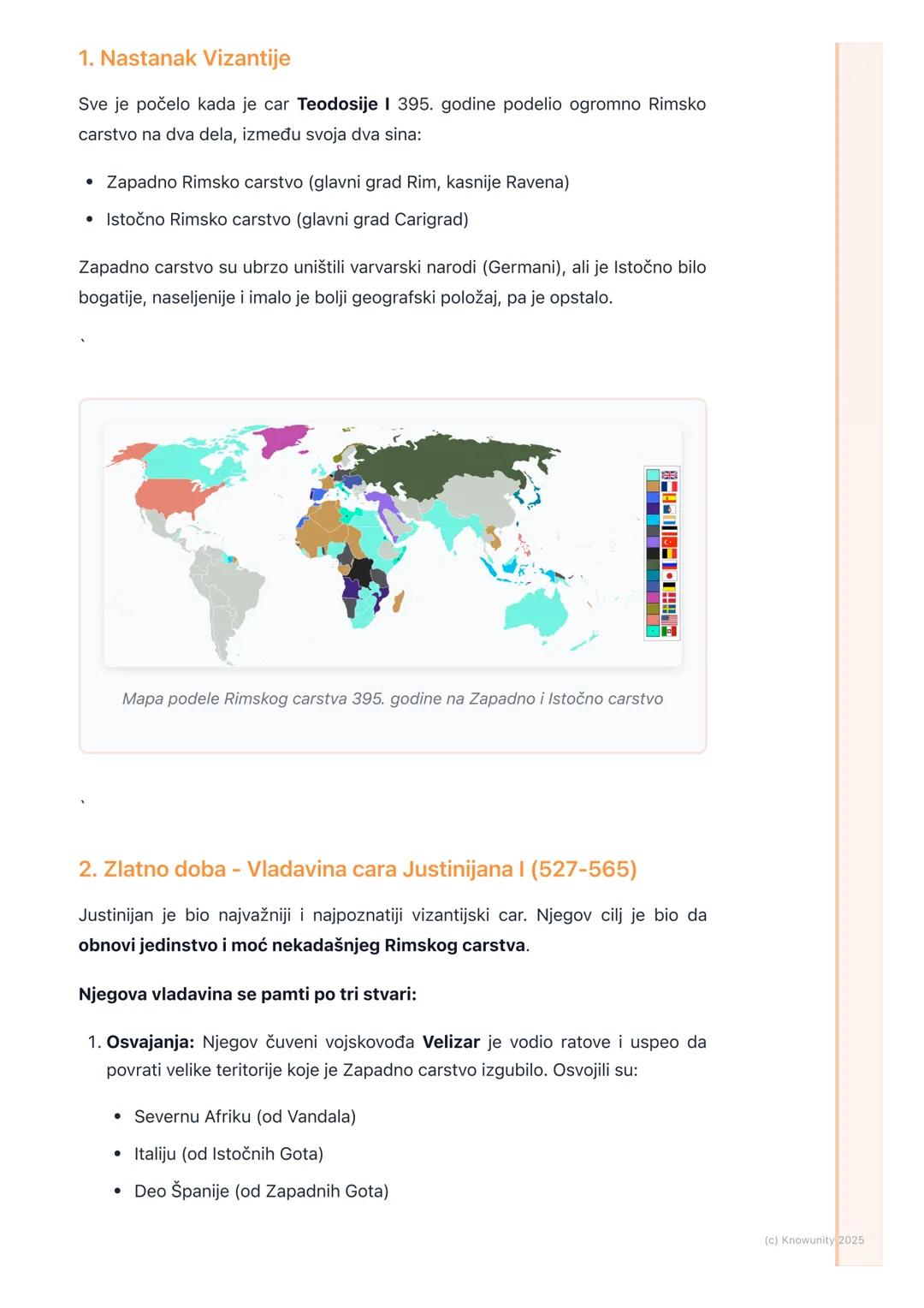# Vizantija - naslednica Rima na
istoku

Uvod: Šta je Vizantija?

Kada je Zapadno Rimsko carstvo palo 476. godine, to nije bio kraj Rima. Is