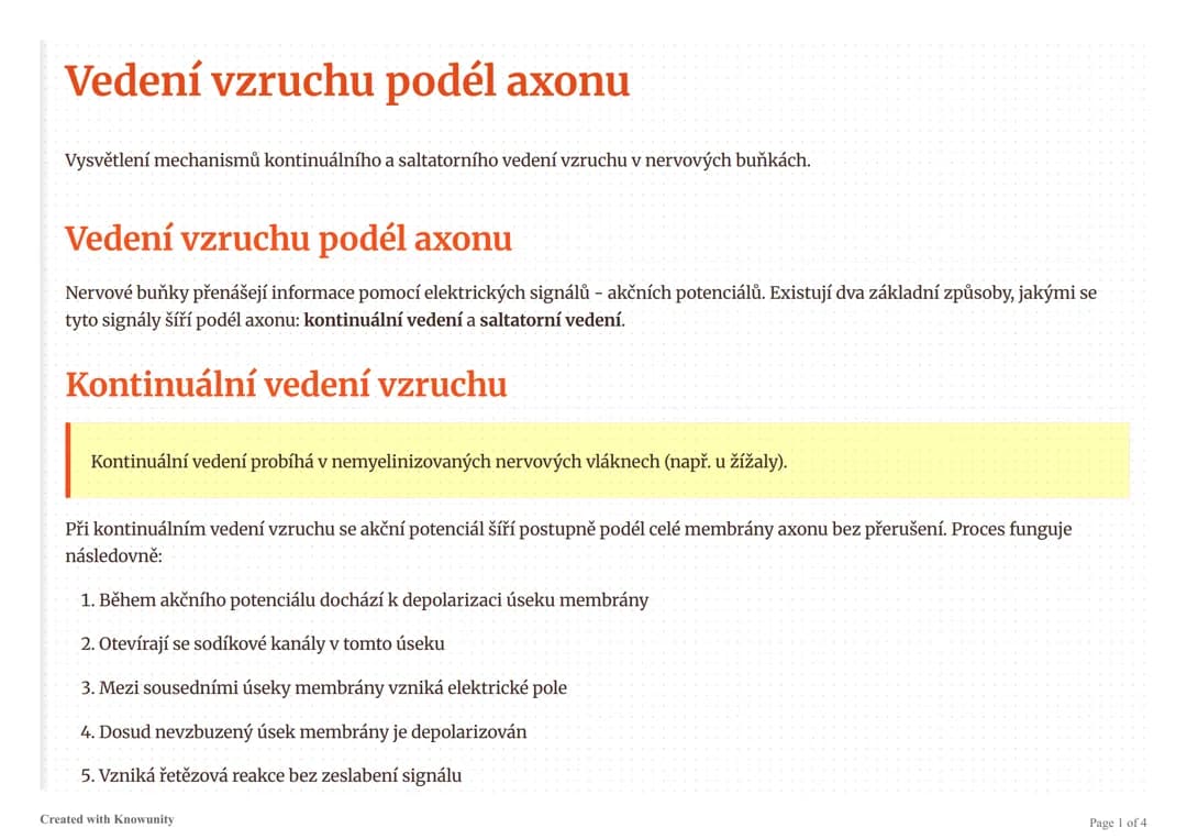 Vedení vzruchu podél axonu