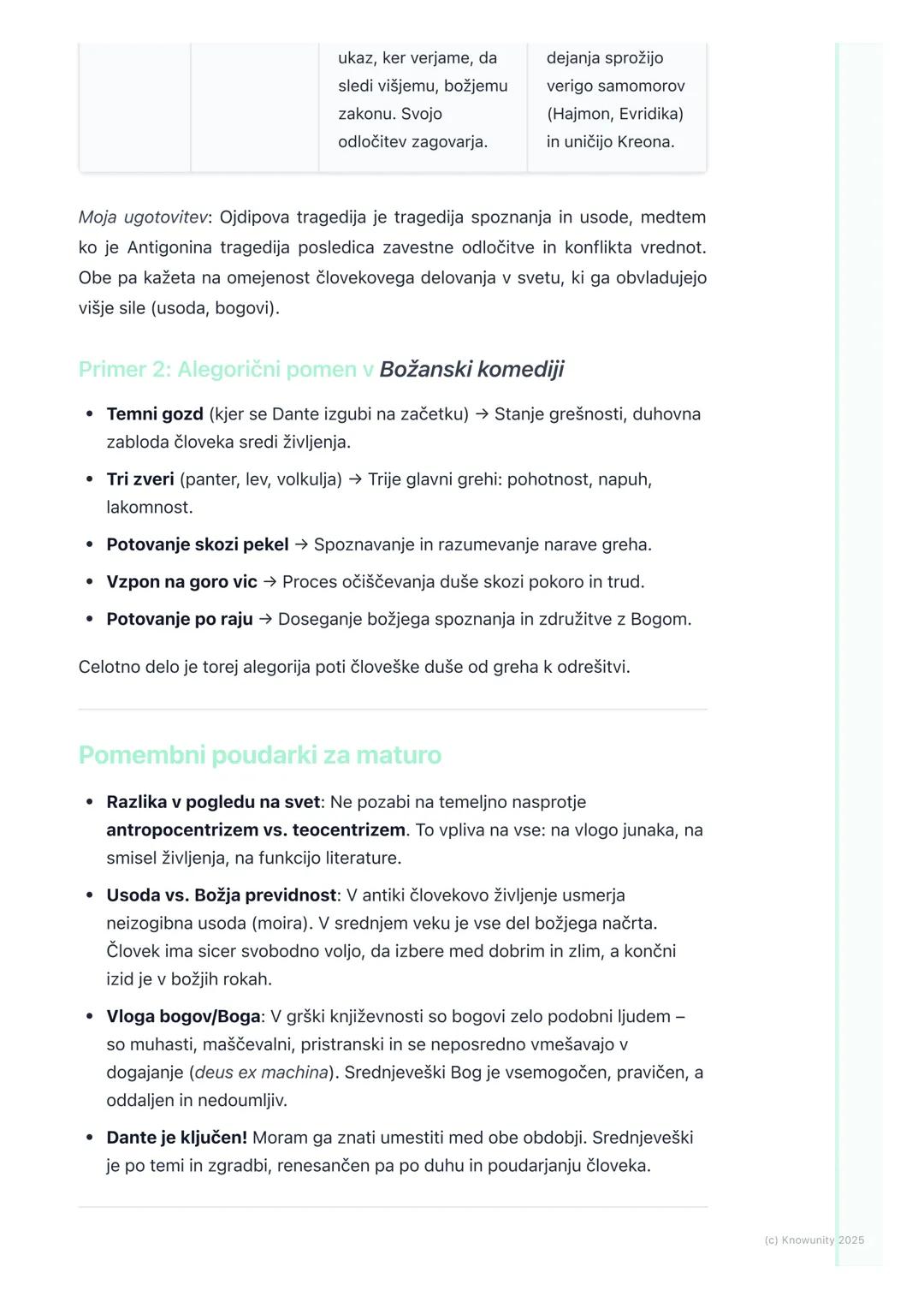 # Antika in srednji vek

Pregled obdobja

Antika in srednji vek sta temeljni obdobji za razumevanje razvoja evropske
književnosti in miselno