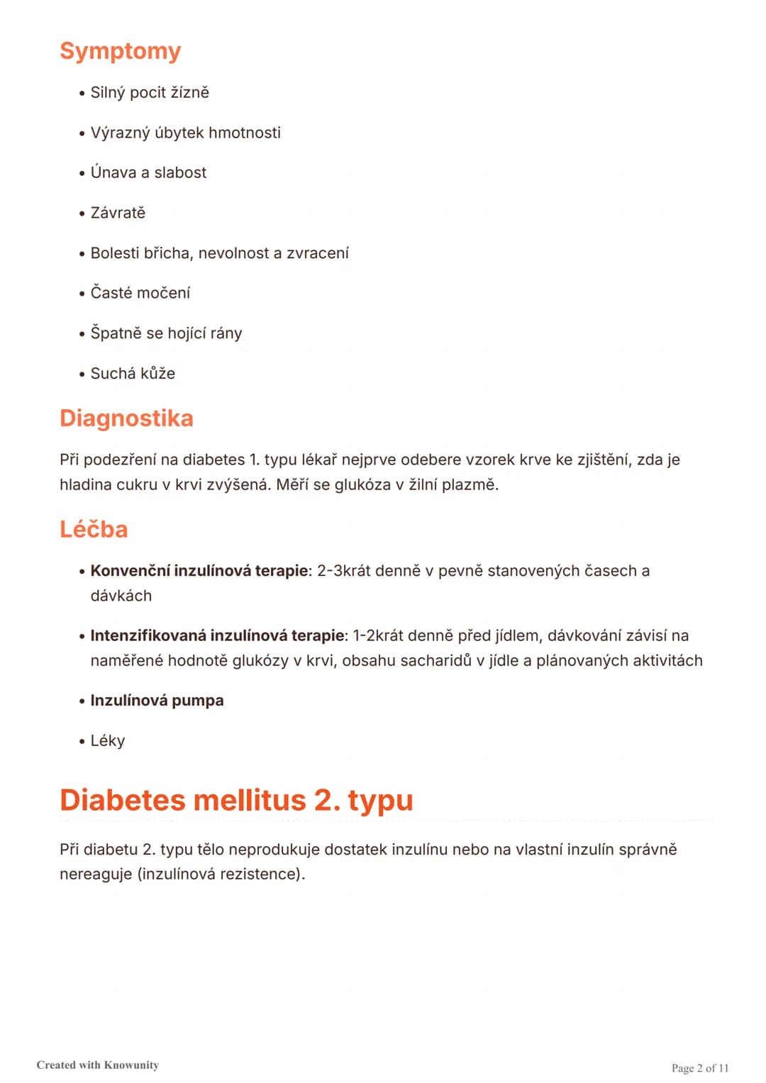 # Diabetes mellitus (cukrovka)

Přehled typů diabetu, jejich příčin, symptomů, diagnostiky a léčby, včetně akutních
komplikací jako hypoglyk