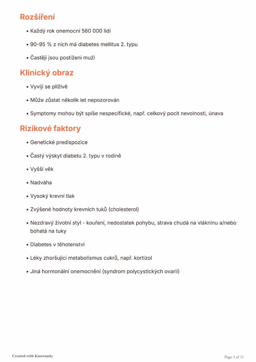 # Diabetes mellitus (cukrovka)

Přehled typů diabetu, jejich příčin, symptomů, diagnostiky a léčby, včetně akutních
komplikací jako hypoglyk