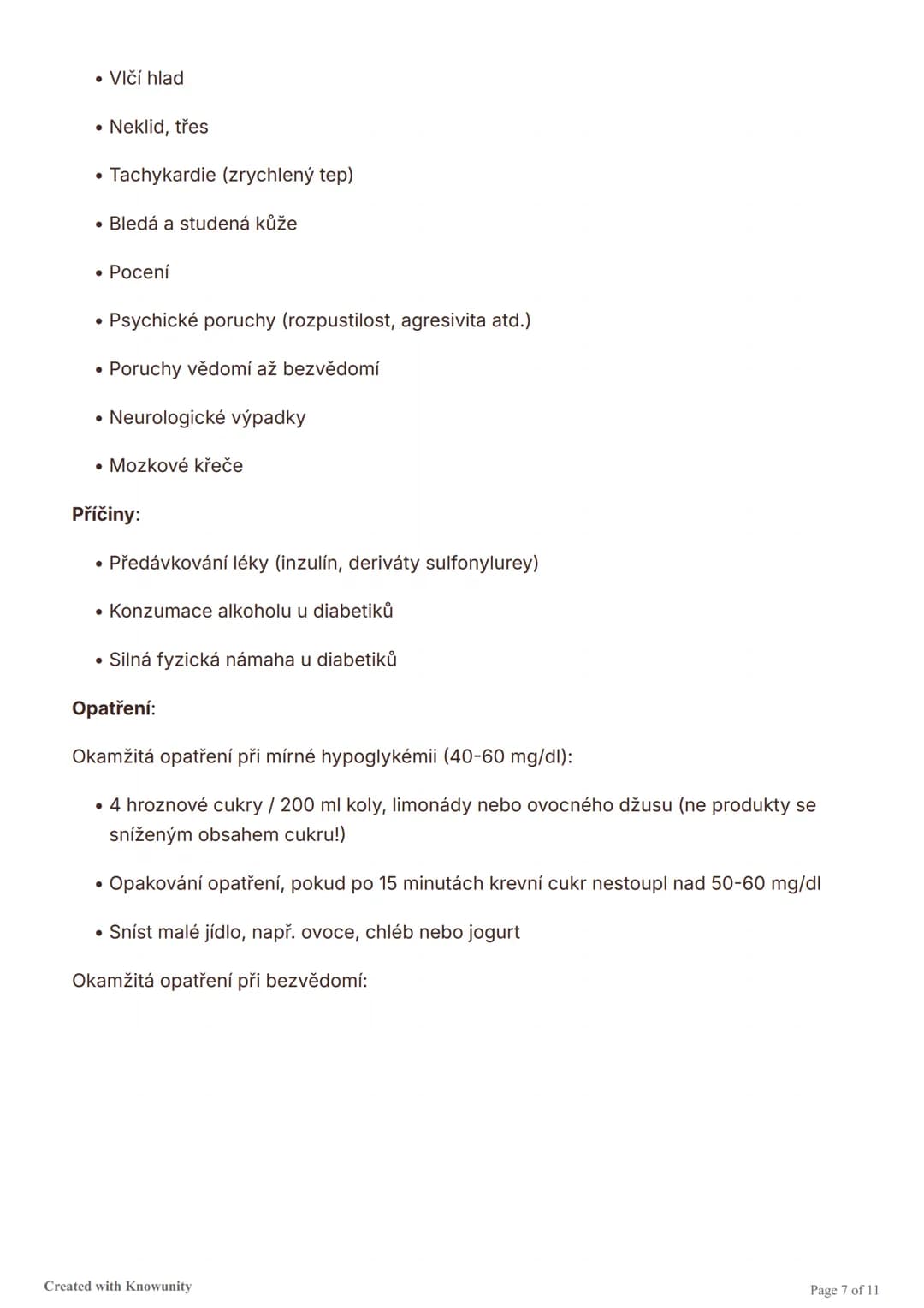 # Diabetes mellitus (cukrovka)

Přehled typů diabetu, jejich příčin, symptomů, diagnostiky a léčby, včetně akutních
komplikací jako hypoglyk