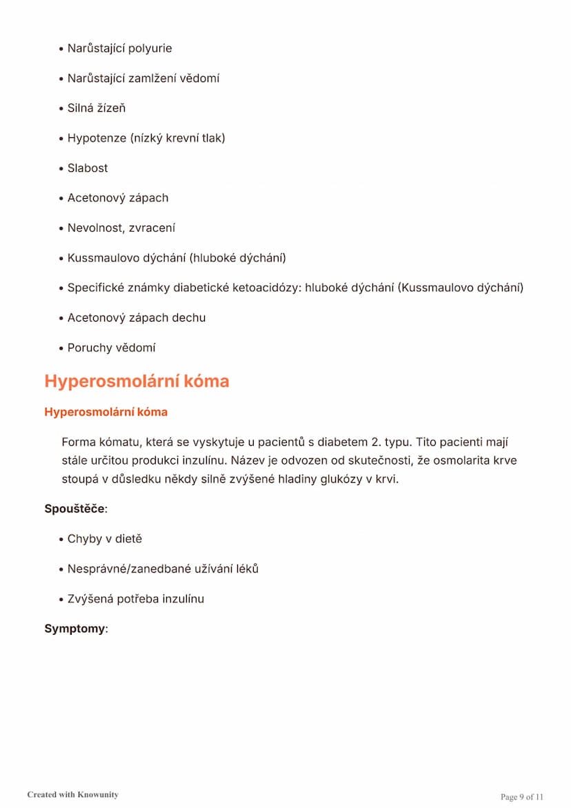 # Diabetes mellitus (cukrovka)

Přehled typů diabetu, jejich příčin, symptomů, diagnostiky a léčby, včetně akutních
komplikací jako hypoglyk