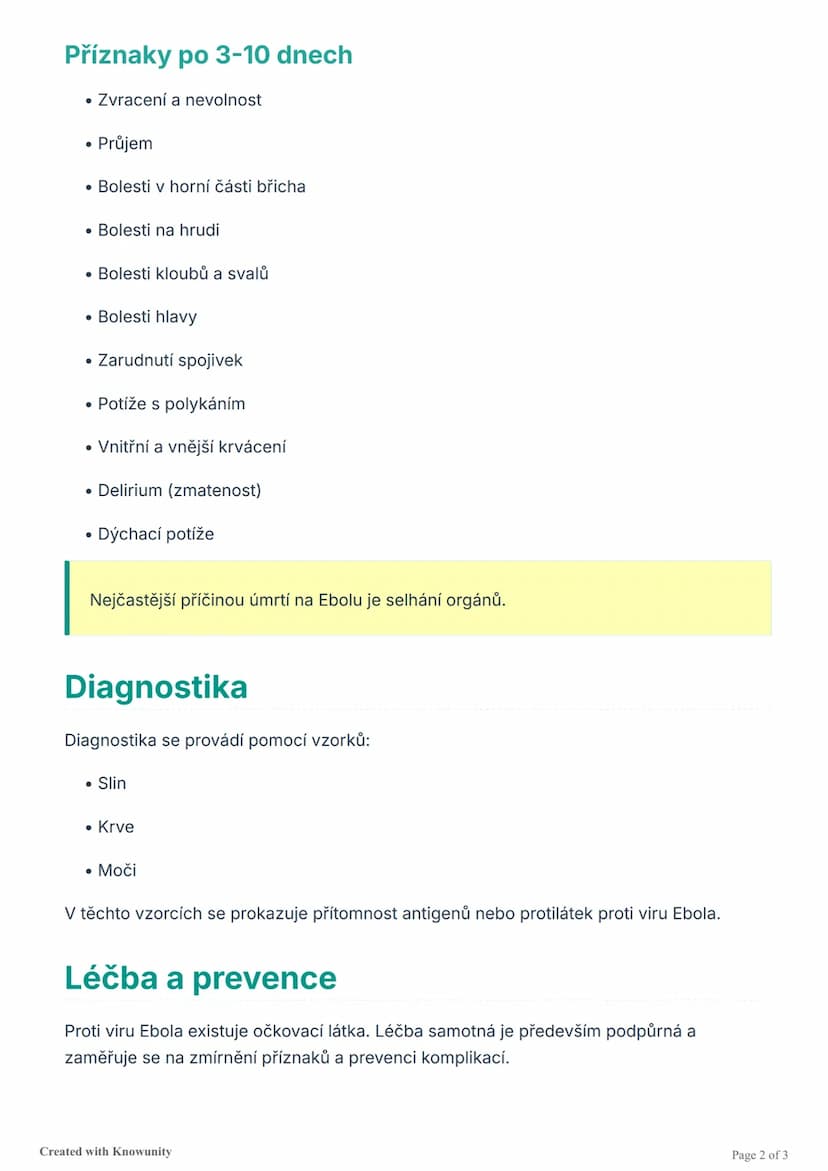 # Ebola virus
Informace o vzácném infekčním onemocnění Ebola, jeho příznacích, přenosu a léčbě.

# Co je Ebola?
Ebola je vzácné infekční one