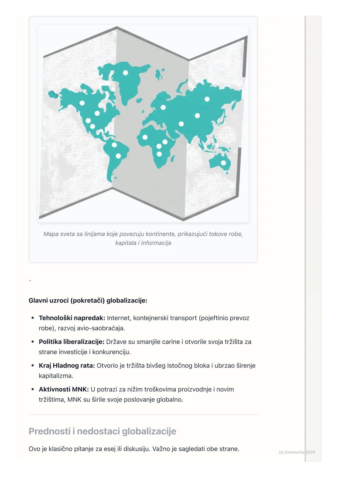 # Globalizacija

Uvod u pojam globalizacije

Globalizacija je proces kojim svet postaje sve povezaniji. To nije samo
ekonomski fenomen, već 