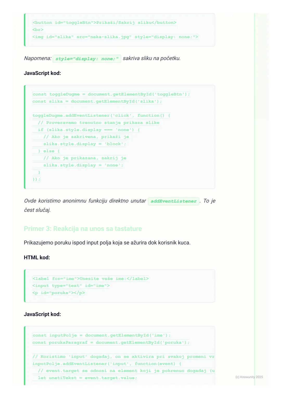 # JavaScript - događaji

Uvod u događaje

Događaji (events) su akcije koje se dešavaju na veb stranici, a na koje JavaScript
može da reaguje