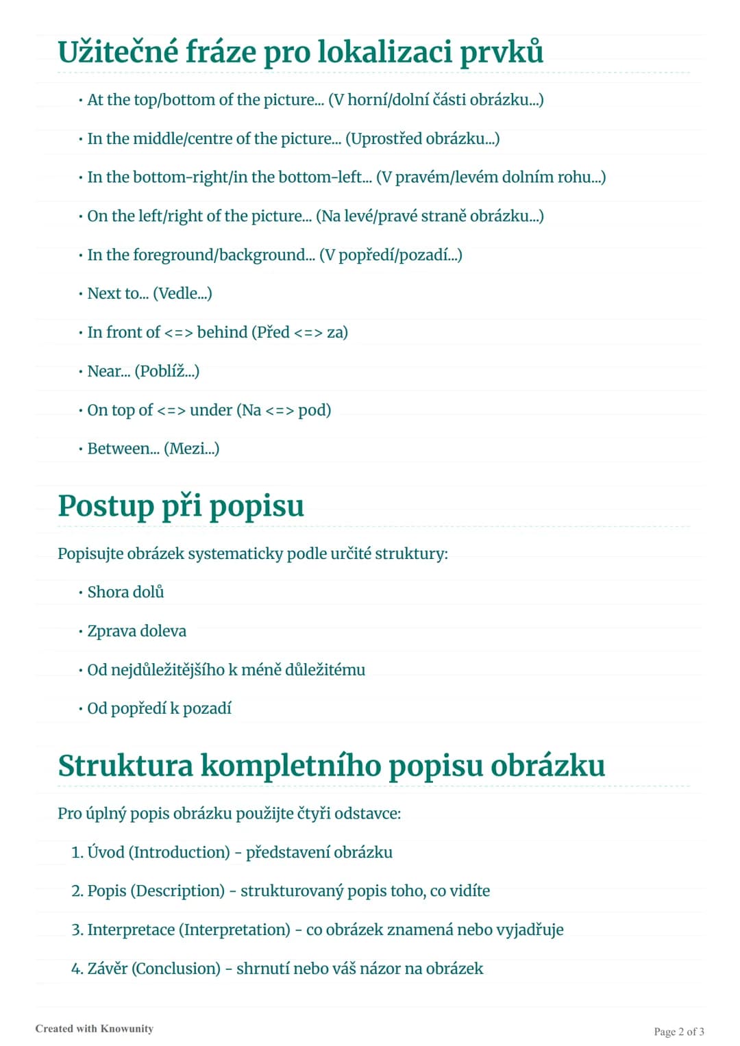 # Popis obrázků

Užitečné fráze a tipy pro strukturovaný popis obrázků v angličtině.

# Popis obrázků v angličtině

Popis obrázku je důležit