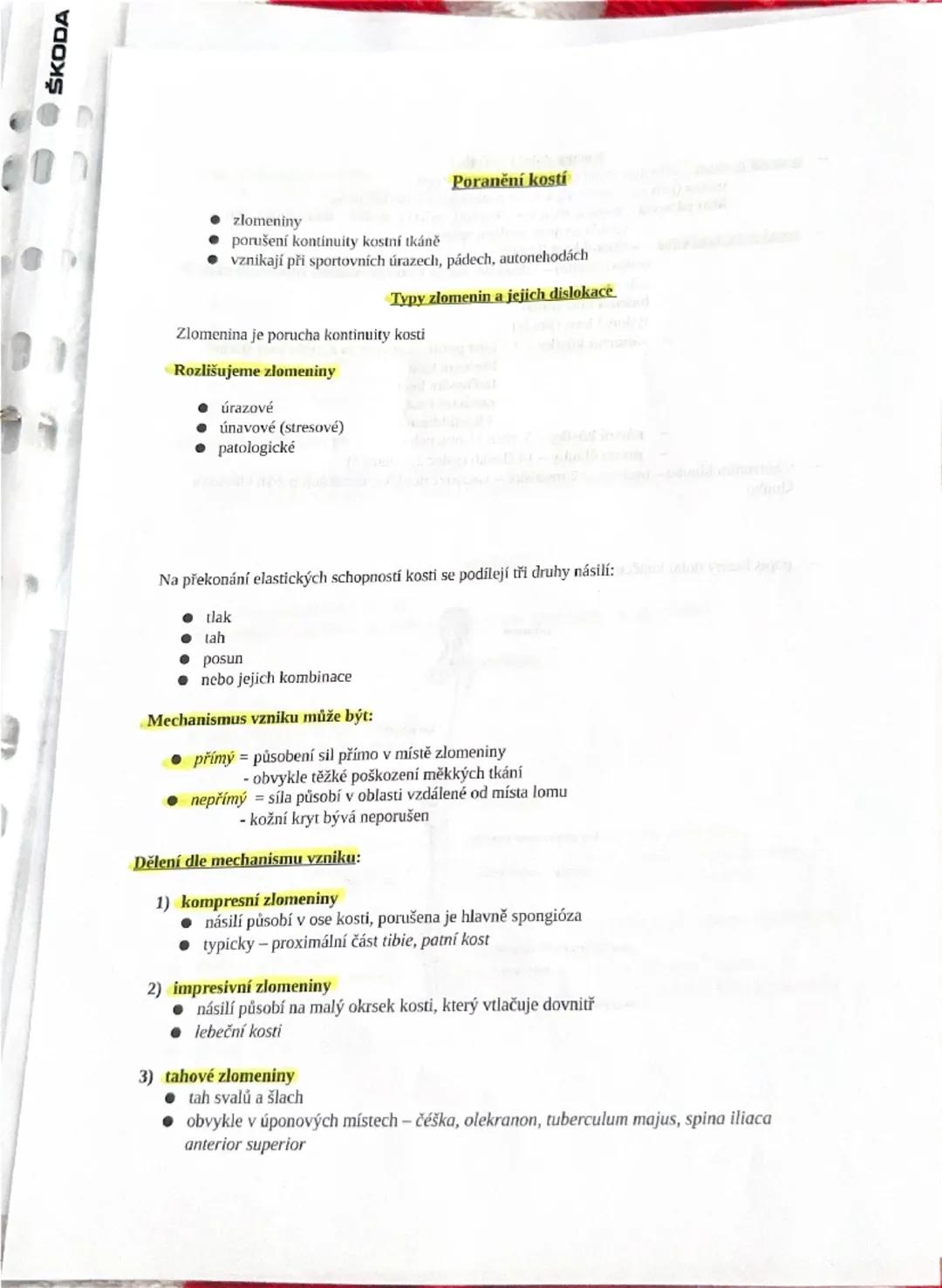 4) Soustava opěrná - funkce, stavba kostí, druhy kostí, popis horní a dolní
končetiny, poškození kostí
základem opěrné soustavy je kostra
FC