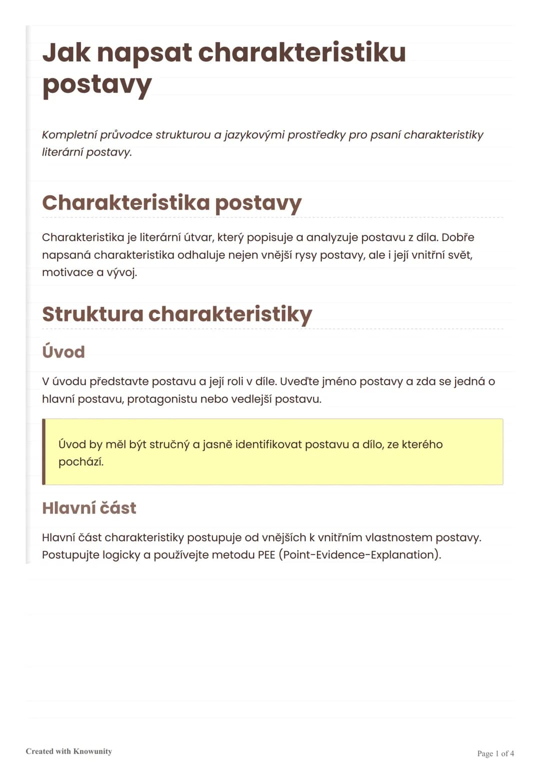 Jak napsat charakteristiku postavy