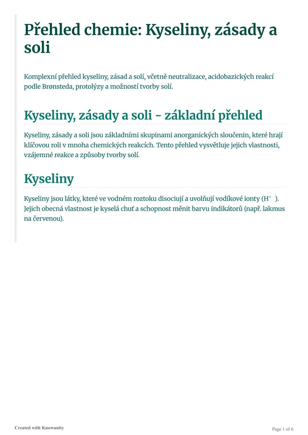 Kyseliny, Zásady a Soli: Základy Chemie